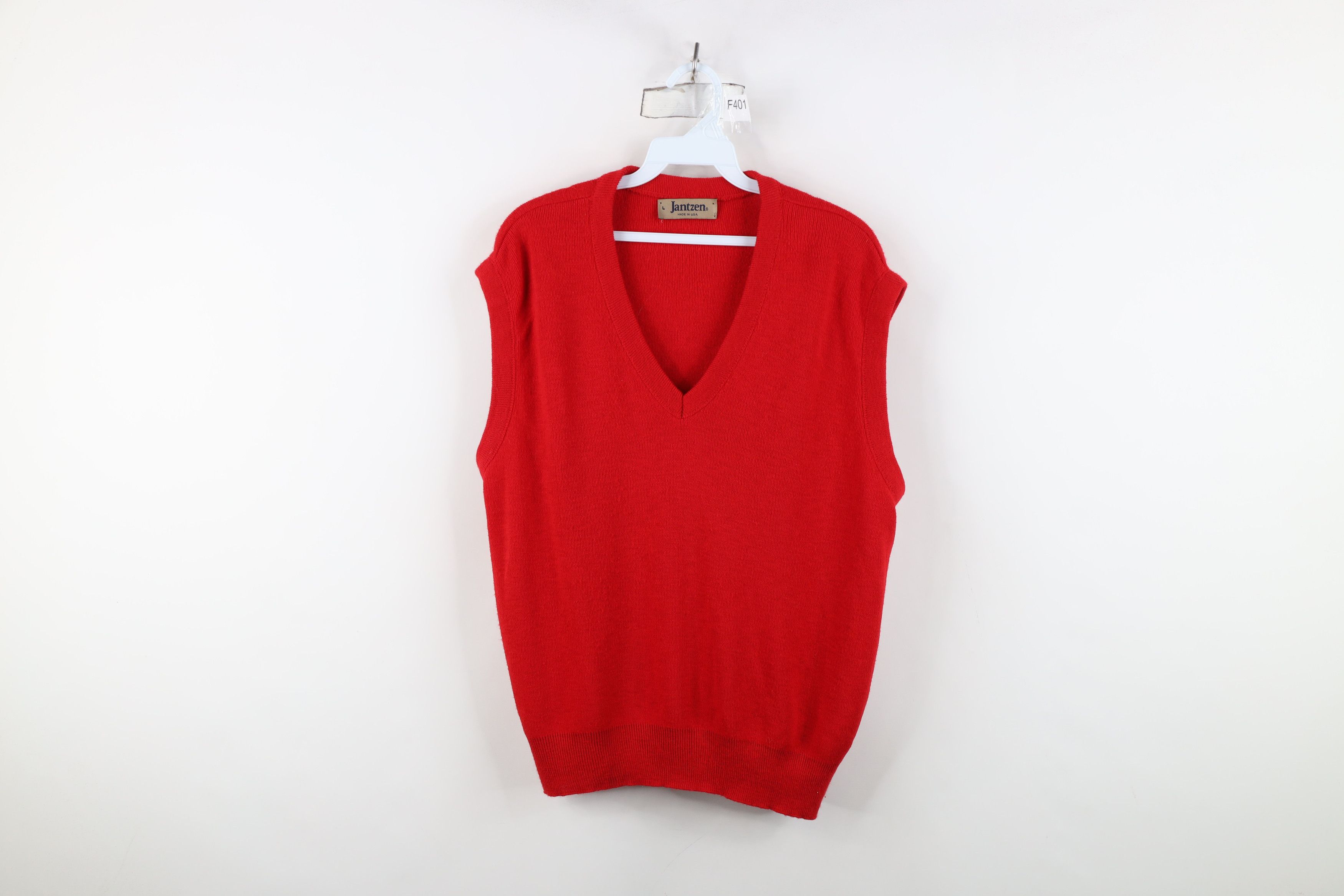 Vintage Vintage 90s Streetwear Soft Knit V-Neck Sweater Vest Red USA Size US L / EU 52-54 / 3 - 1 Thumbnail