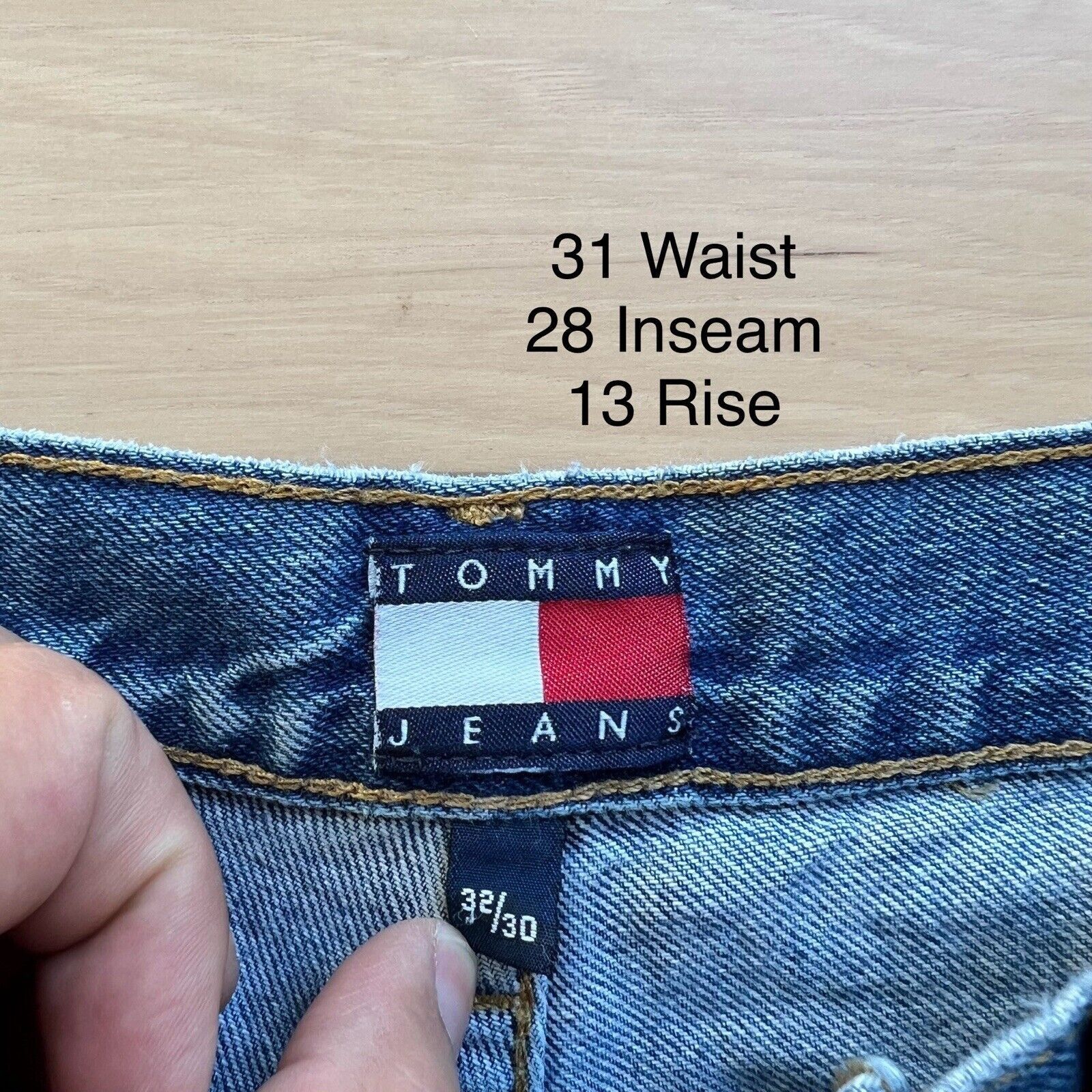 Tommy Hilfiger × Vintage Vintage Tommy Hilfiger Carpenter Jeans 31x28 Blue 90s Baggy Size US 31 - 5 Thumbnail