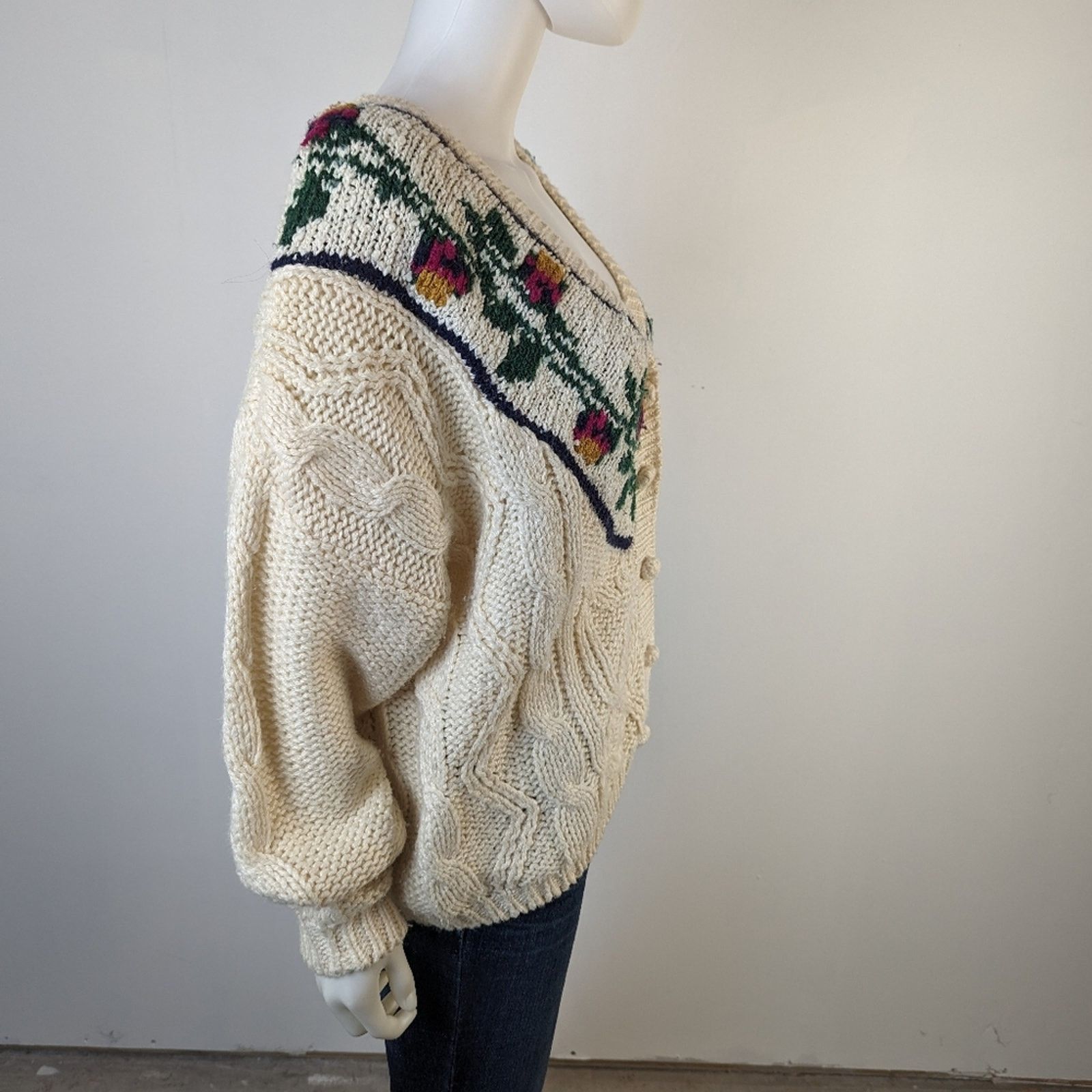 Vintage Vintage Ivy Wear Hand Knit Cottagecore Cardigan Sweater Size L / US 10 / IT 46 - 4 Thumbnail