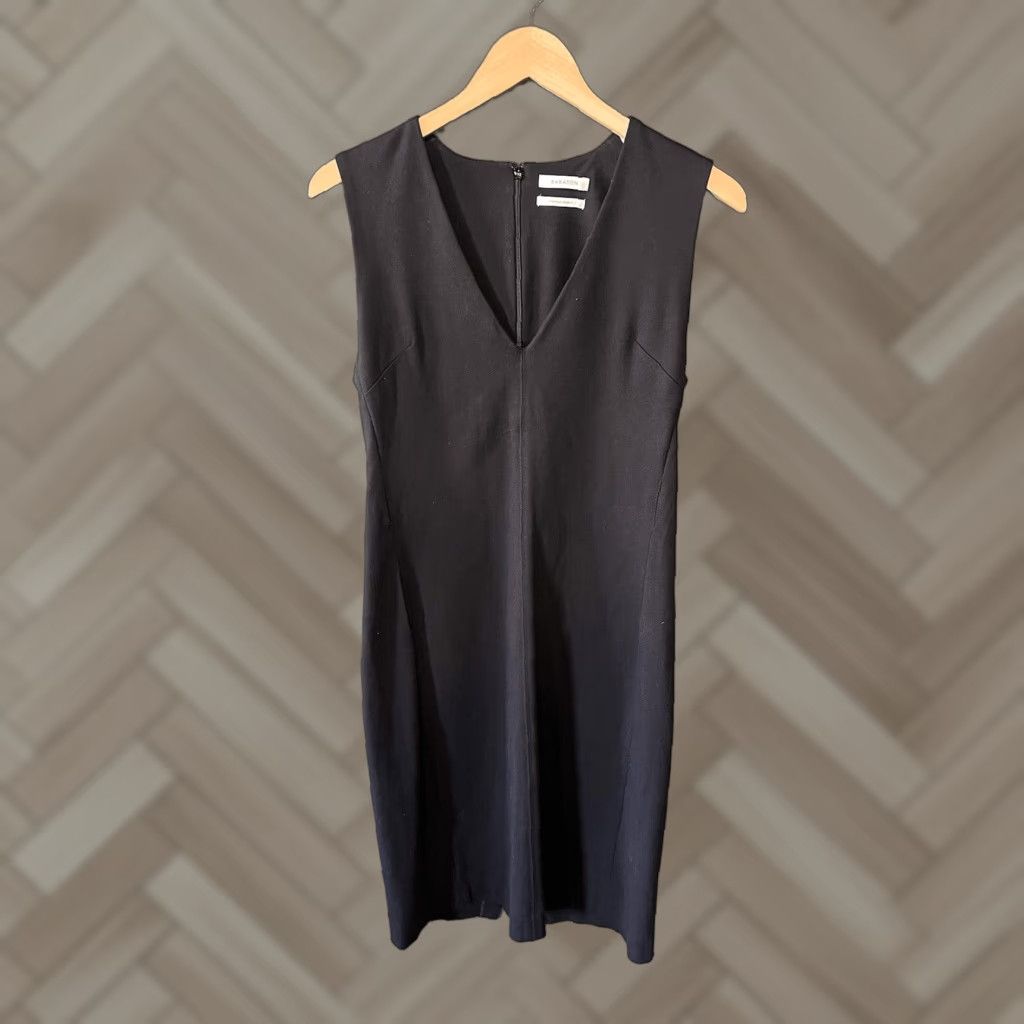 Vintage Babaton Black Sleeveless V-Neck Midi Dress Shirt Dress Womens Size 4 Size S / US 4 / IT 40 - 1 Thumbnail