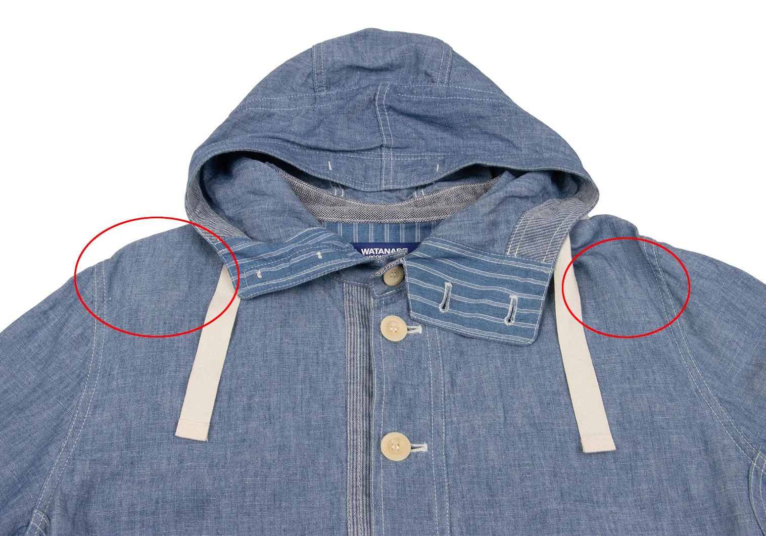 Junya Watanabe Light Blue Japanese Patterned Chambray Hoodie Pullover Size US S / EU 44-46 / 1 - 2 Thumbnail