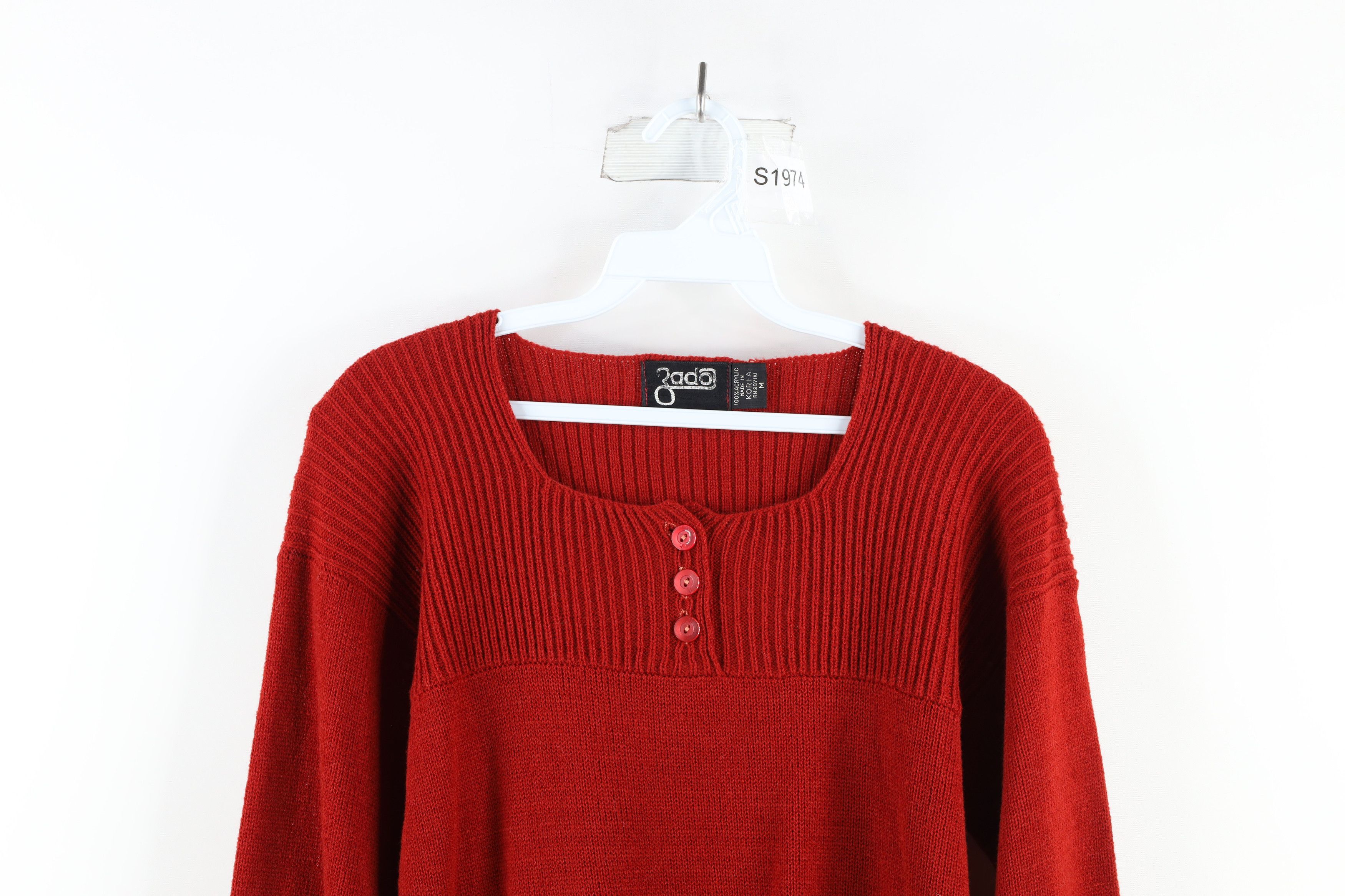 Vintage Vintage 70s Boho Chic Sleeve Ribbed Knit Henley Sweater Size M / US 6-8 / IT 42-44 - 2 Thumbnail