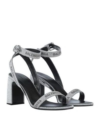 Balenciaga o1mle0424 Logo Sandals in Silver Size US 6 / IT 36 - 4 Thumbnail