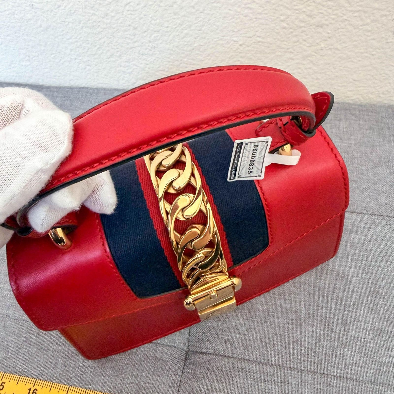Gucci Authentic Gucci Sylvie Red Leather Small Shoulder Bag Size ONE SIZE - 8 Thumbnail