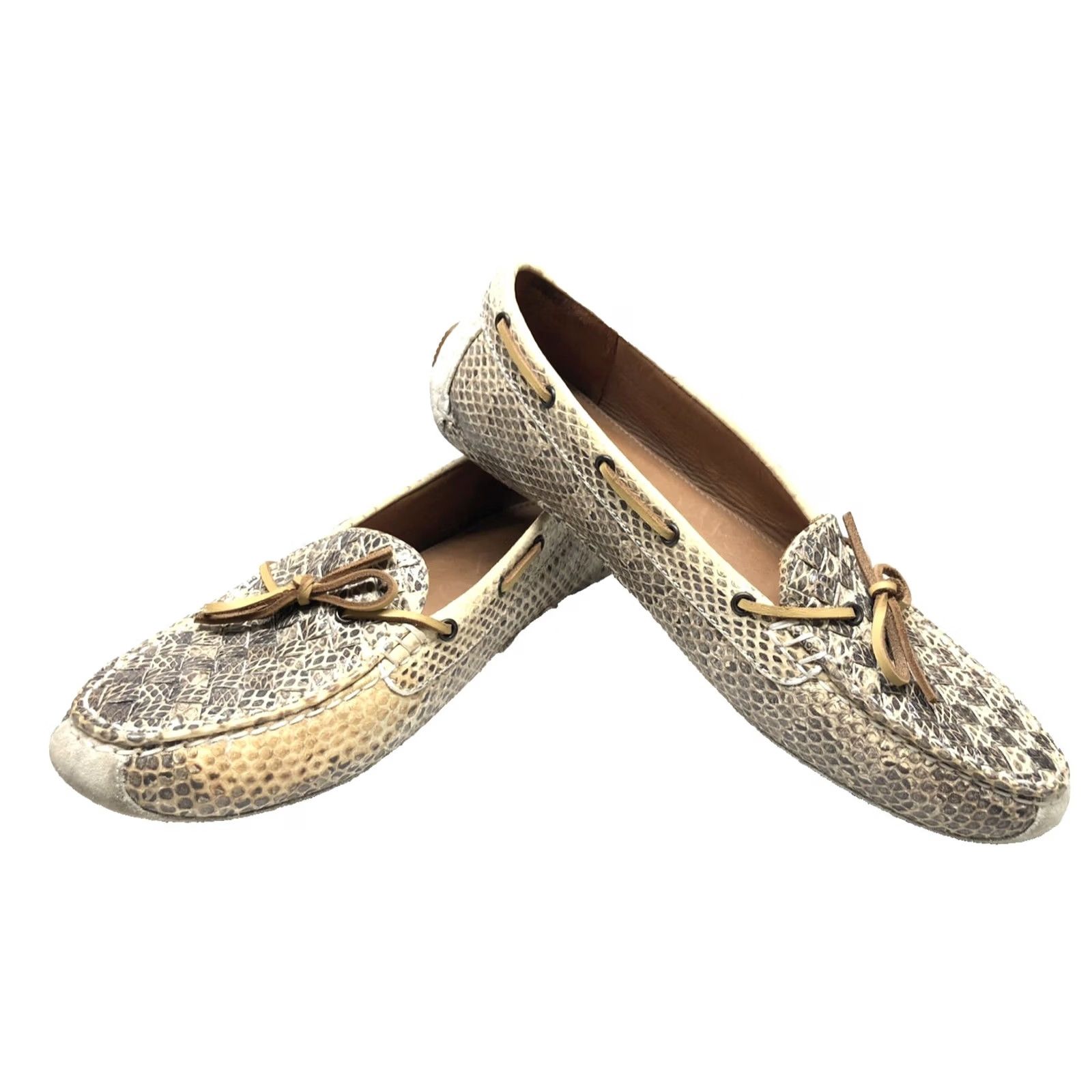 Bottega Veneta Bottega Veneta Driving Loafers Woven Tan / Grey Python Leather Size 39 / 8.5 Women’s Flat Slip On Bow Leather Lining Zipperless? Size US 9 / IT 39 - 5 Thumbnail