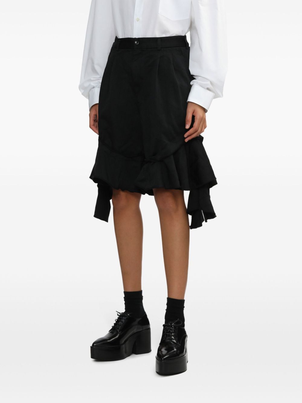 Comme des Garcons SHIRT o1mle1224 Serge Overdyed Ruffled Short in Navy Size 26" / US 2 / IT 38 - 4 Thumbnail
