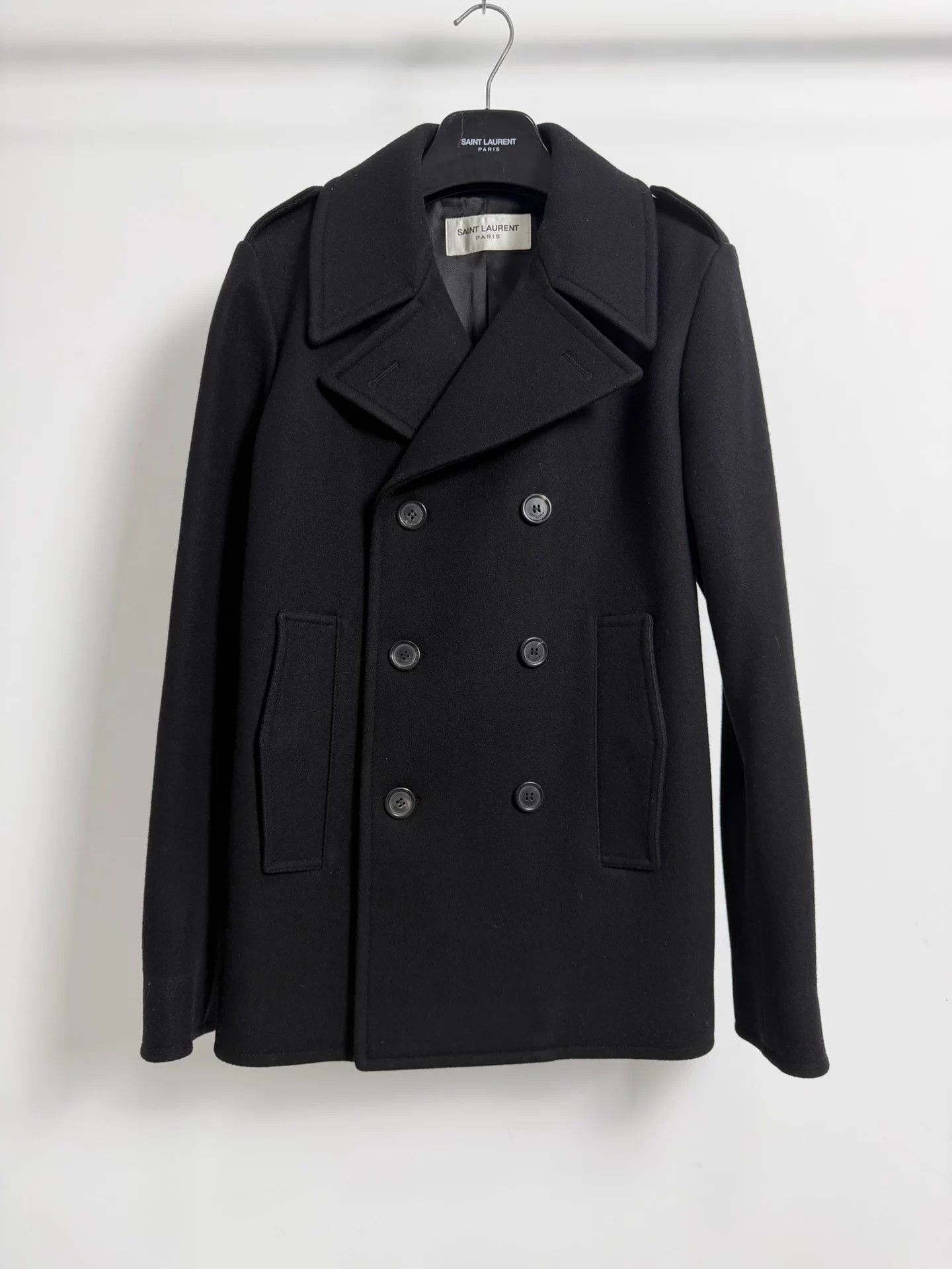 Saint Laurent Paris SLP 21FW black double breasted navy wool coat 46 Size US S / EU 44-46 / 1 - 1 Thumbnail