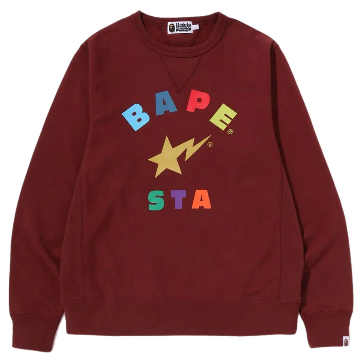 Bape Bape Bapesta Crewneck Burgundy 2022 Size US L / EU 52-54 / 3 - 1 Thumbnail