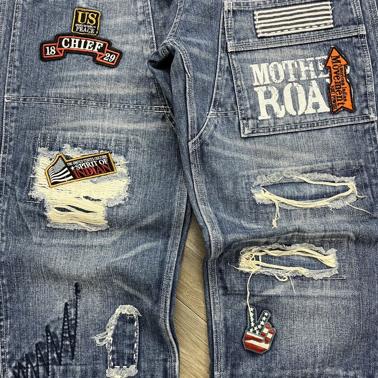 If Six Was Nine × Japanese Brand × Le Grande Bleu (L.G.B.) Mind of USA Distressed Patch Work Double Knee Painted Jeans Size US 32 / EU 48 - 5 Thumbnail