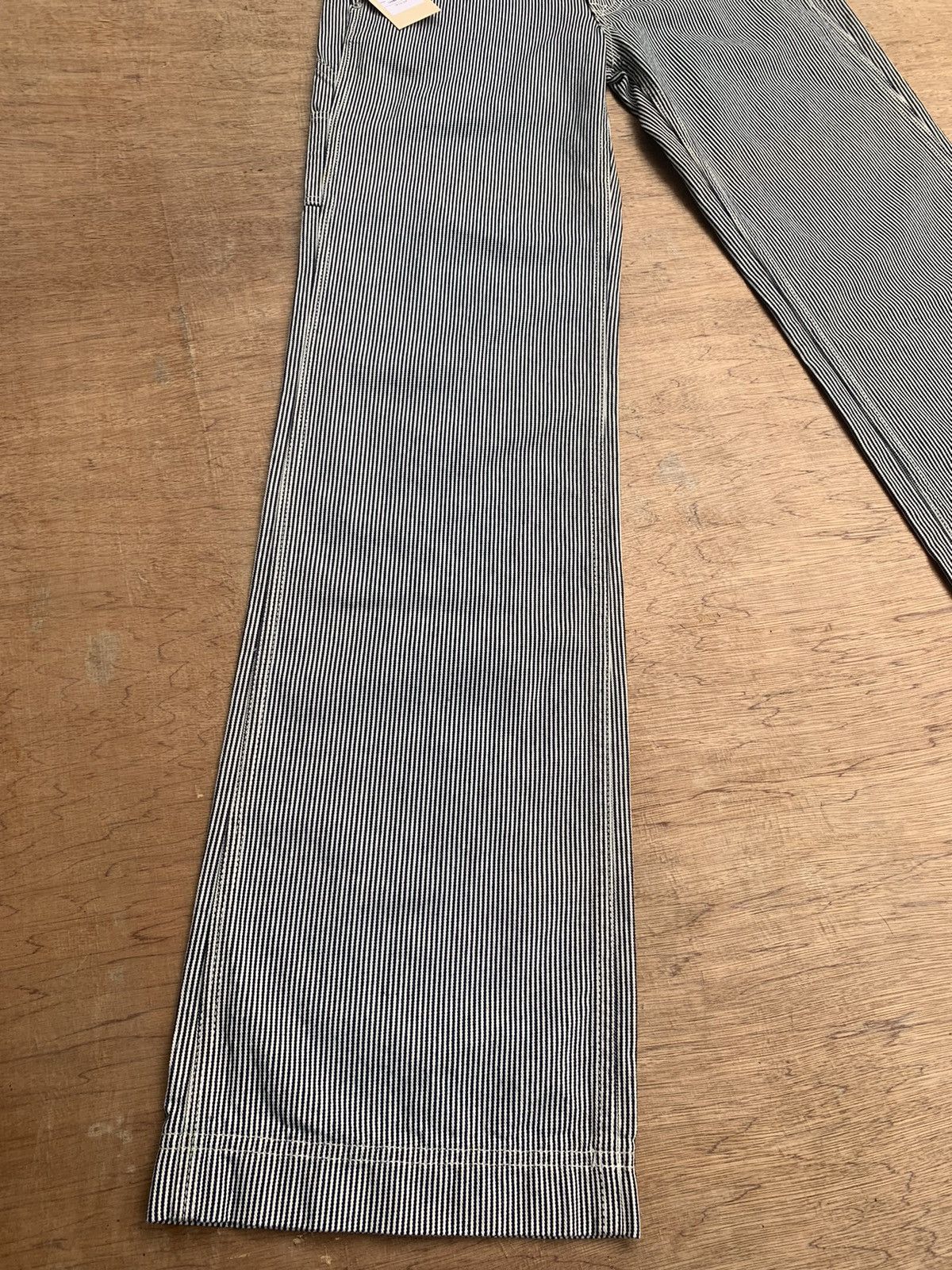 Japanese Brand × Vintage Nana-La Baggy Flare Carpenter Hickory Stripe Pants Size 31" - 10 Thumbnail