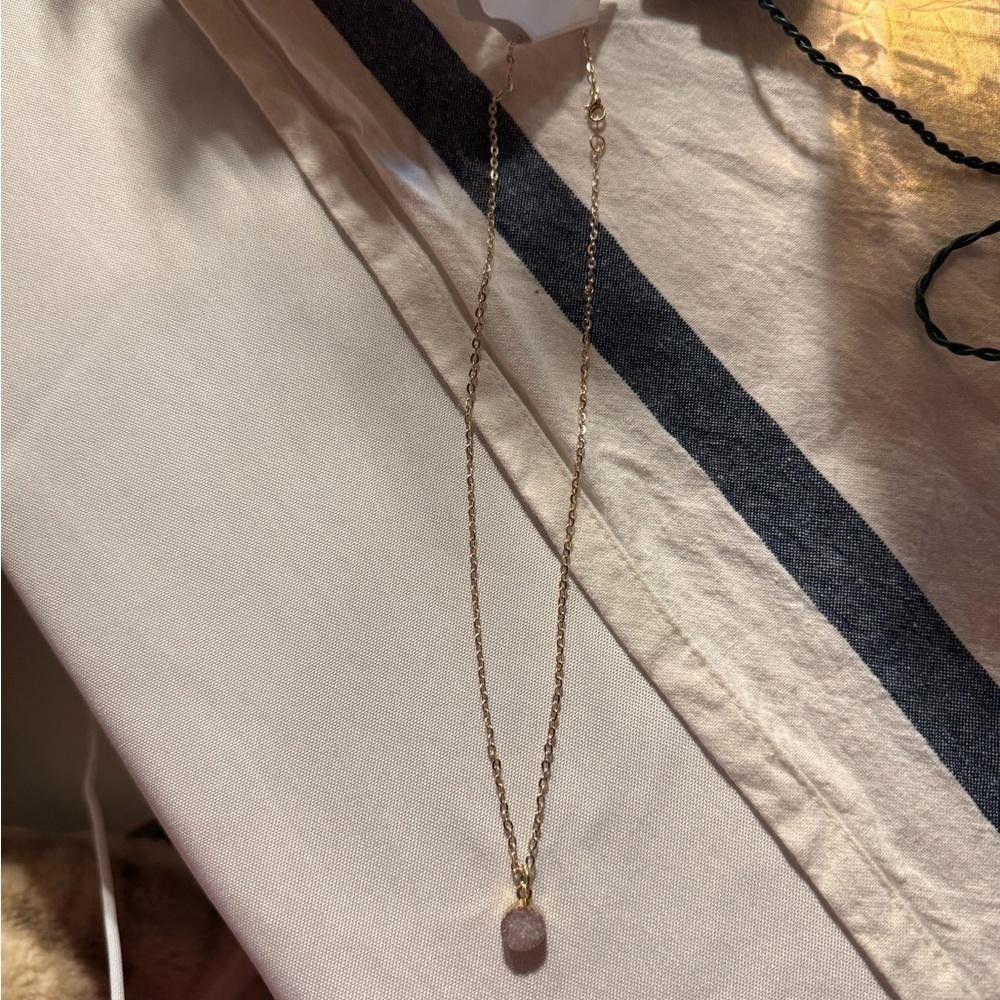 Designer Rose Gold quartz style stone necklace Size ONE SIZE - 2 Thumbnail