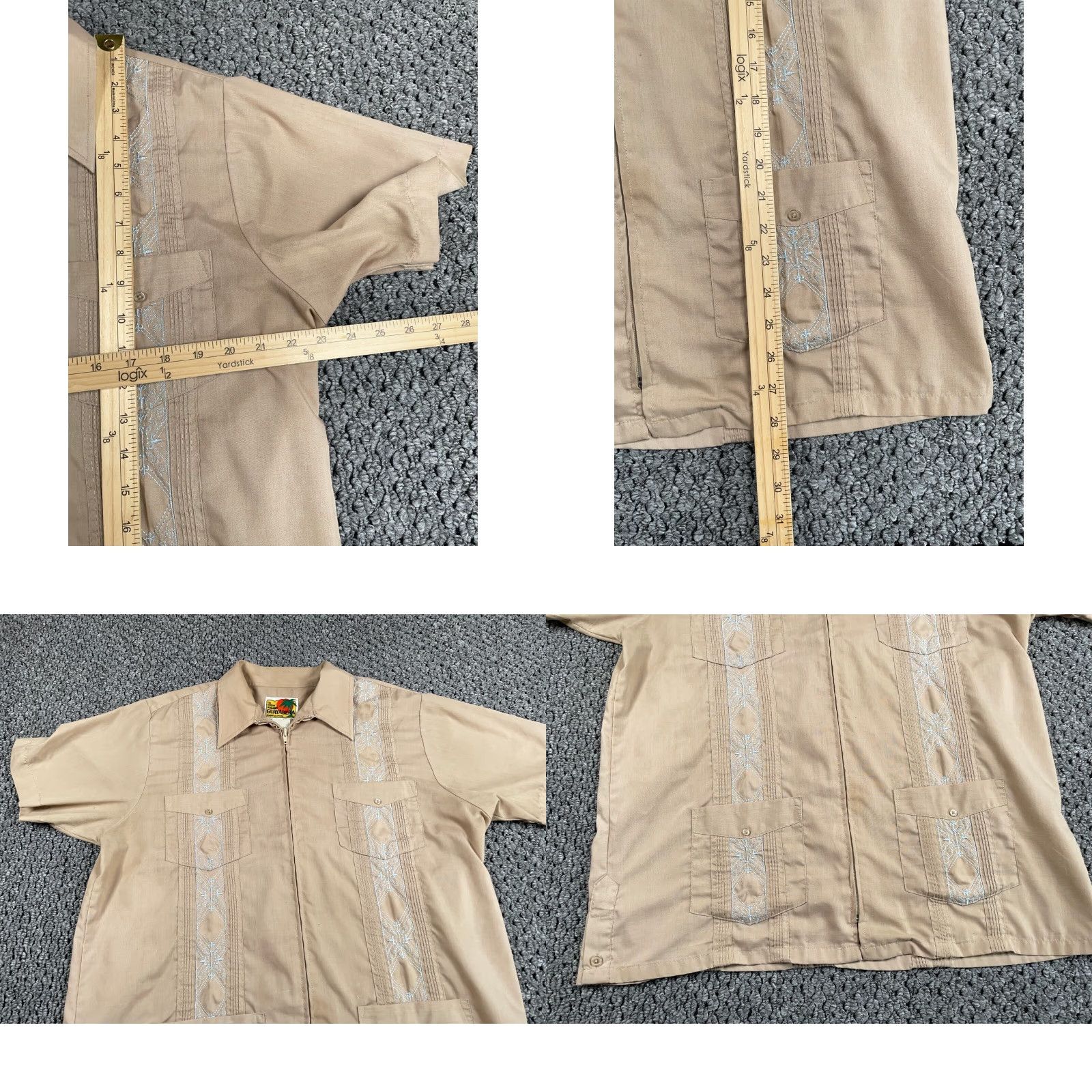 Haband VINTAGE Haband Guayabera Pleated Pocket Zip Up Shirt Adult XL Beige Cotton Blend Cuban Mafia Size US XL / EU 56 / 4 - 8 Thumbnail