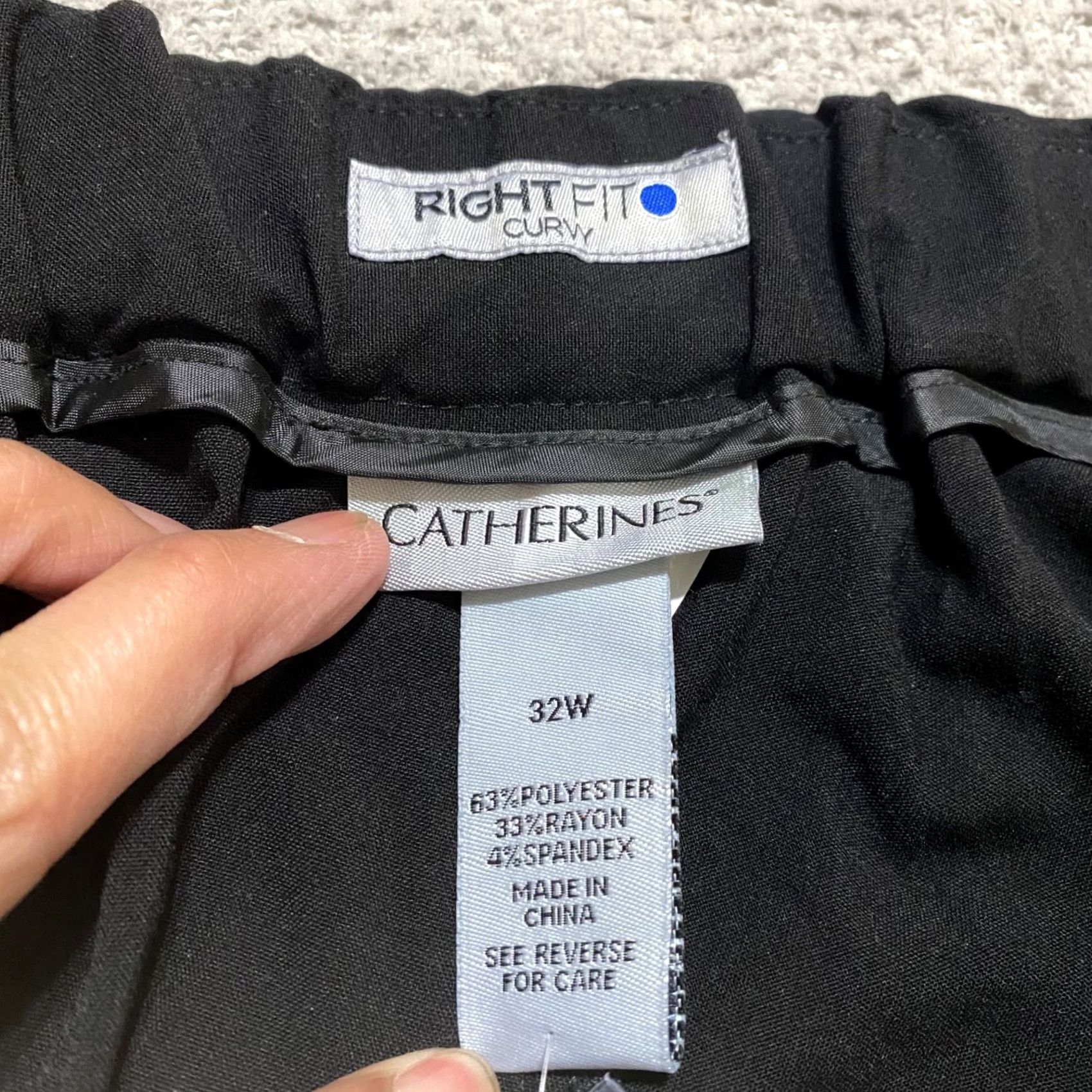 Vintage Catherines Pants 32W Plus Black Straight High Rise Dress Pants Womens Regular Size 32W Black Front Pockets NWT Size 24" / US 00 / IT 34 - 3 Thumbnail