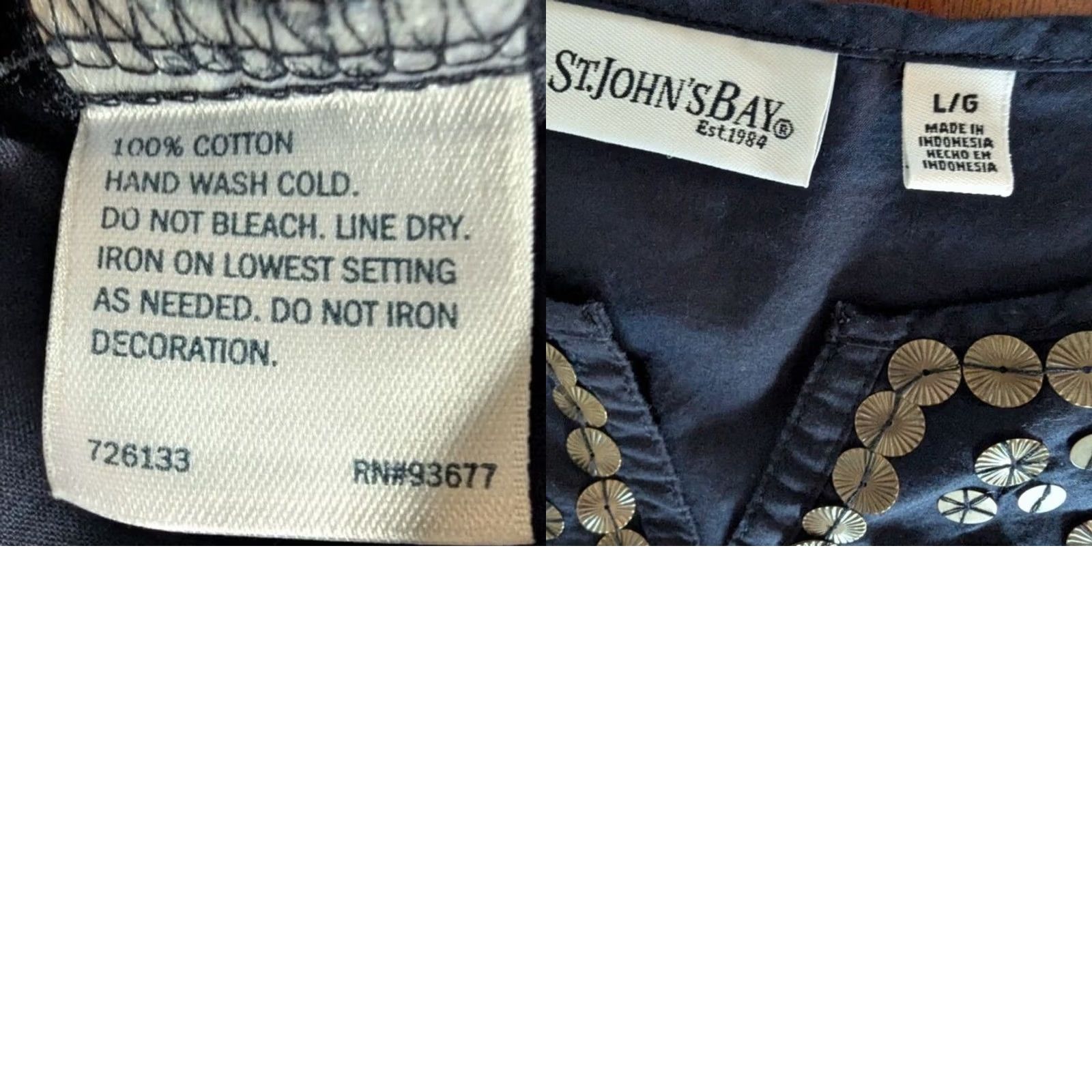 Vintage Navy Blue 100% Cotton Sleeveless Embellished Split Neck Top Quiet Luxury Sz L Size M / US 6-8 / IT 42-44 - 8 Thumbnail
