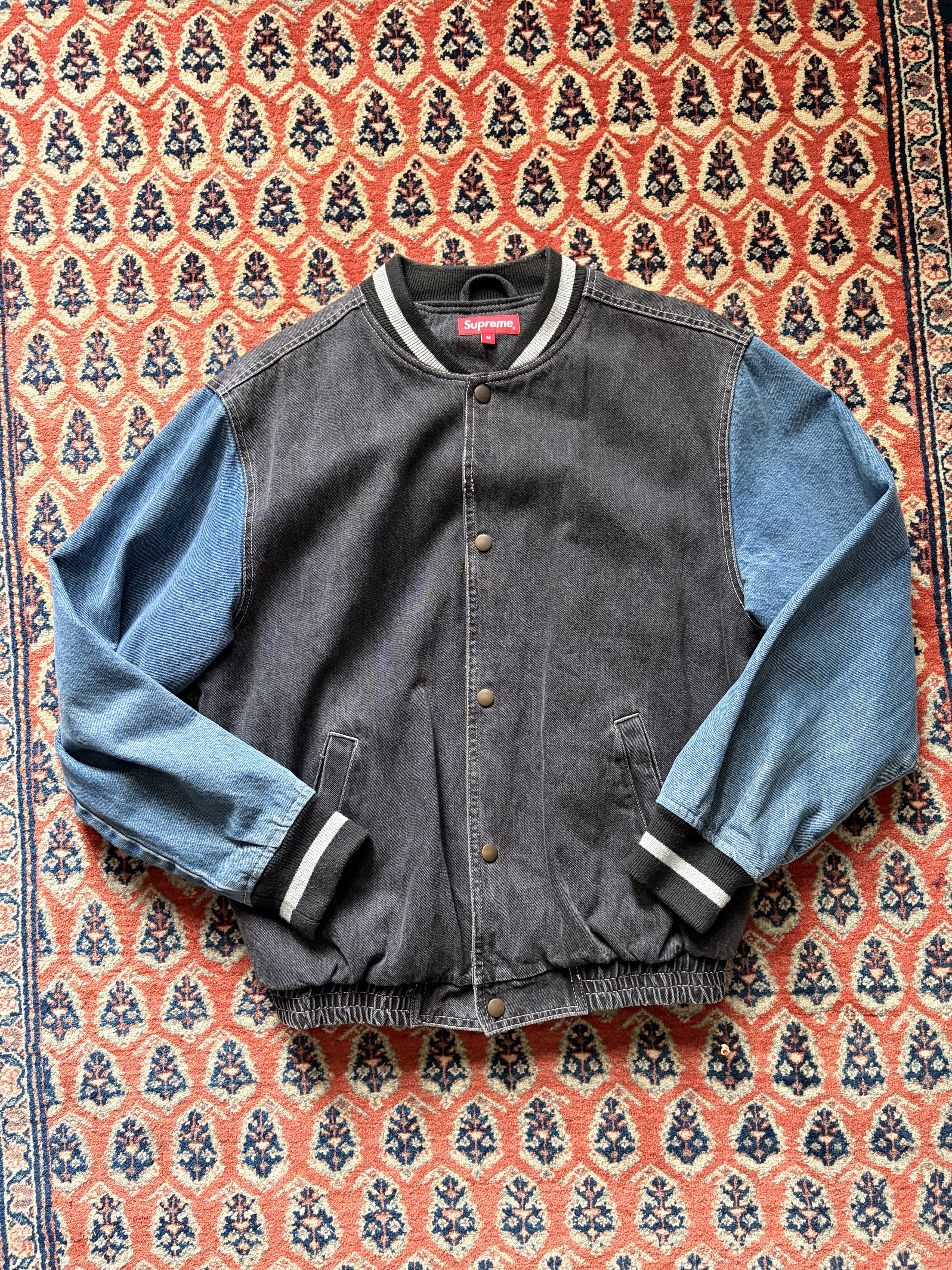 Supreme *Rare* 2018 Supreme Denim Varsity Jacket Size US M / EU 48-50 / 2 - 2 Thumbnail