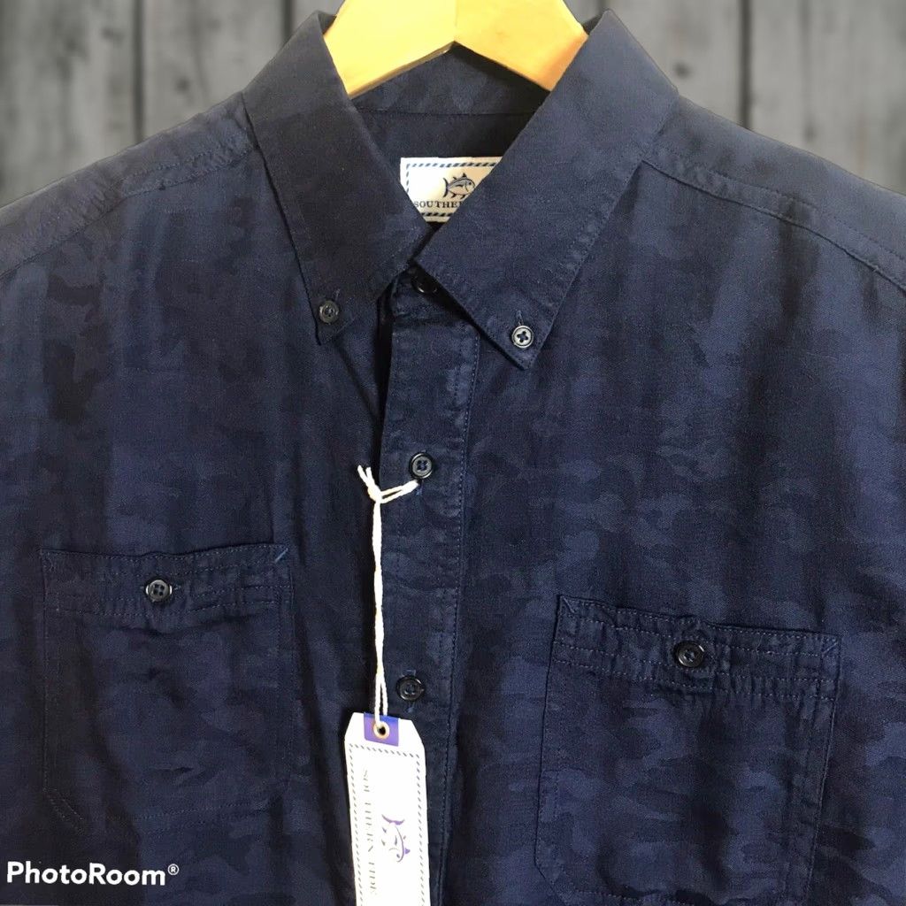 Southern Tide Southern Tide Shirt Mens Large Dock CAMO PRINT Button Up True Navy NEW Size US L / EU 52-54 / 3 - 1 Thumbnail