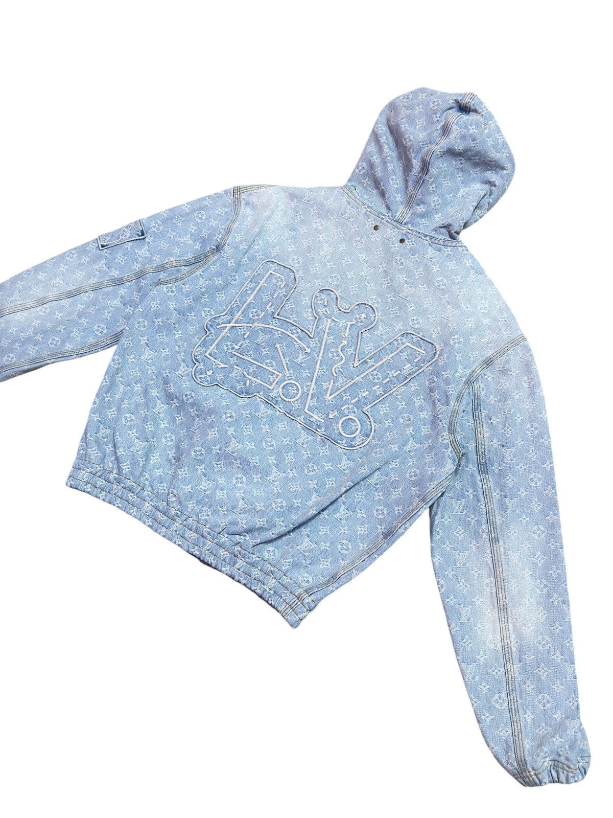 Louis Vuitton × NBA Louis Vuitton NBA Blue Denim Monogram Bomber Jacket Size US L / EU 52-54 / 3 - 5 Thumbnail