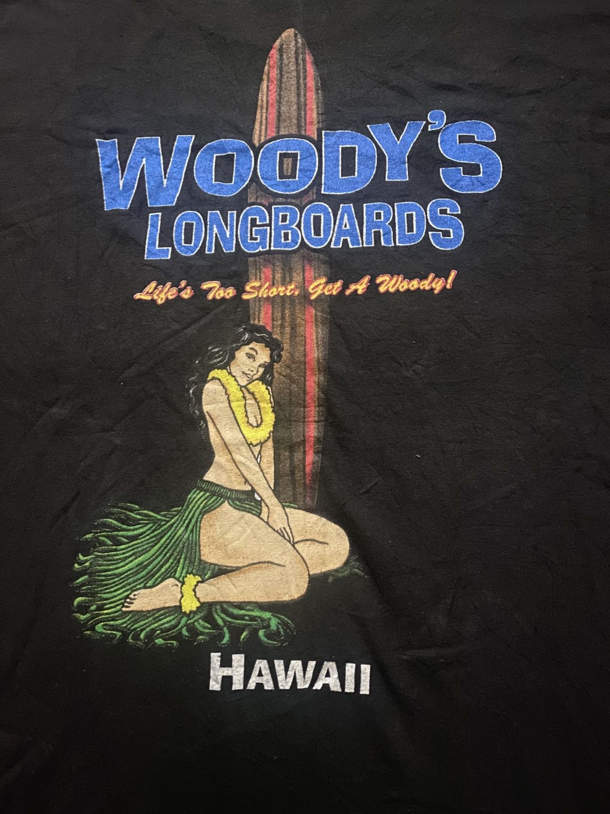 Vintage Vintage Woodys Longboards Surfer Hawaii Hula Girl T Shirt Size US S / EU 44-46 / 1 - 3 Thumbnail