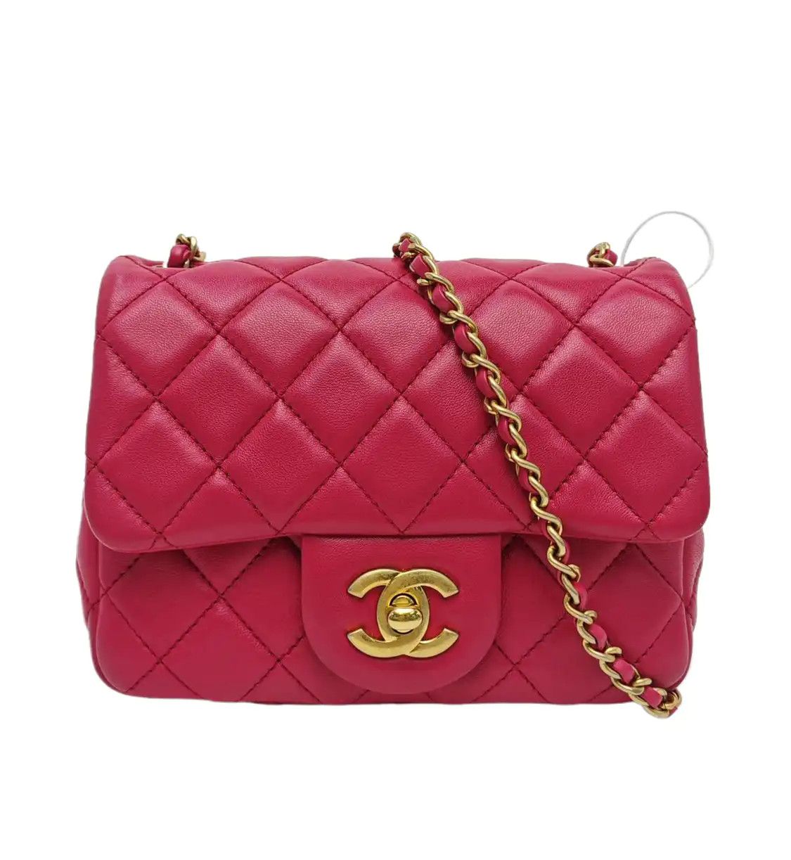 Chanel Classic Flap Pink Sheepskin Quilted Chain Bag Flap Bag Shoulder Crossbody in Red, Women's