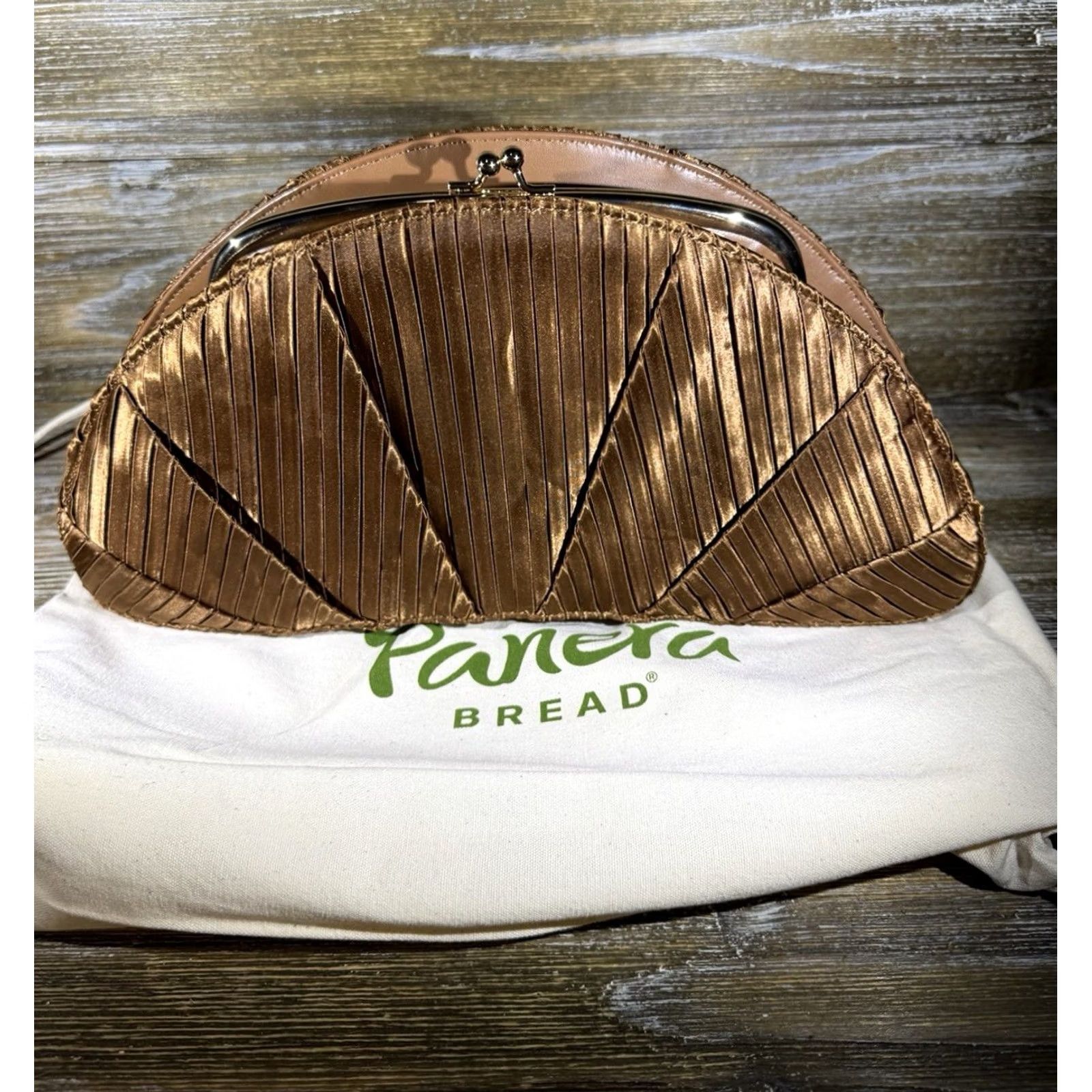 Panera Bread Limited Croissant Clutch Purse Bag Brown New In Hand Womens, Women's — image 3 of 5
