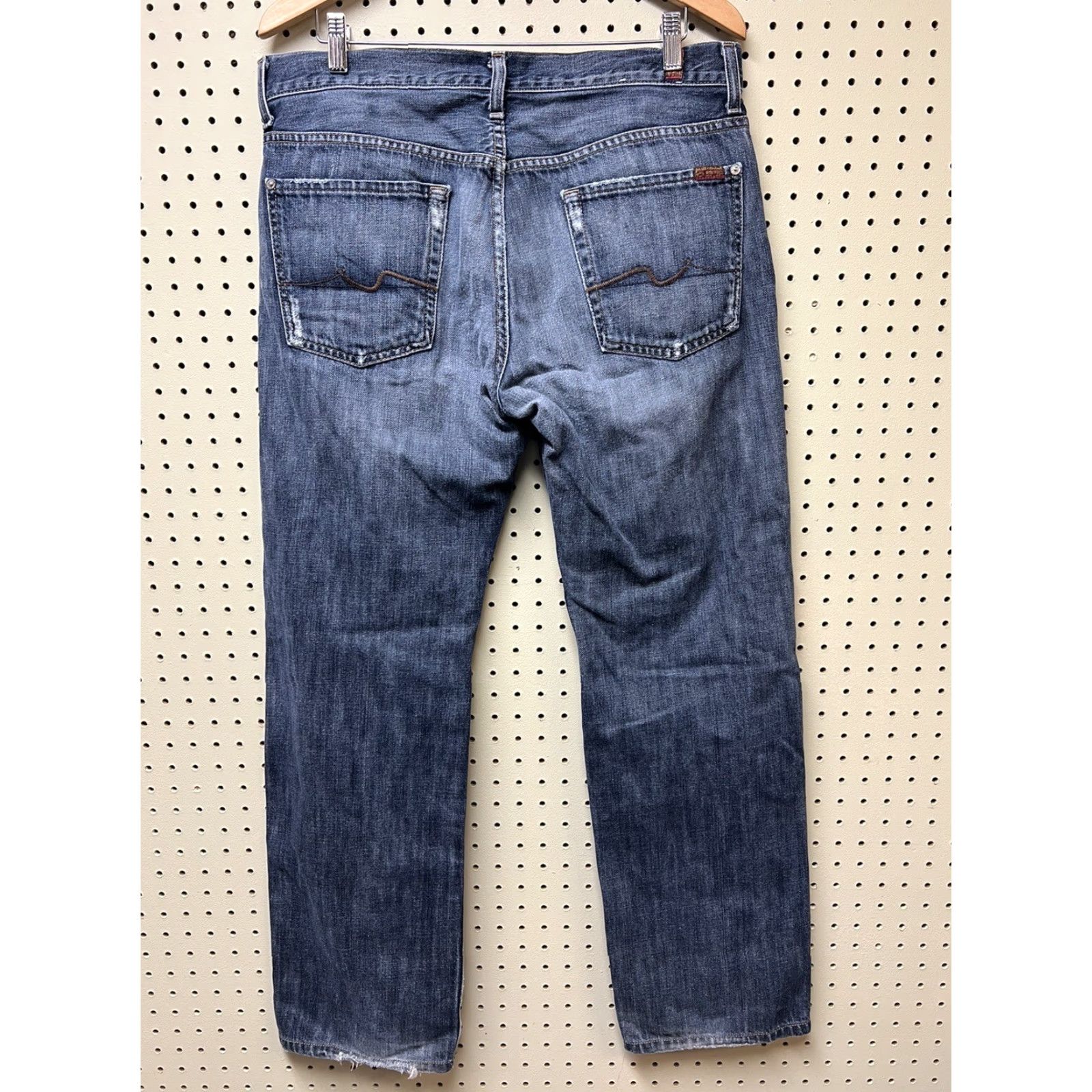 7 For All Mankind 7 For All Mankind Austyn Jeans Mens Distressed Blue 34x31 Straight Denim Cotton Blend Regular Inseam 31 Vintage No Size US 34 / EU 50 - 3 Thumbnail