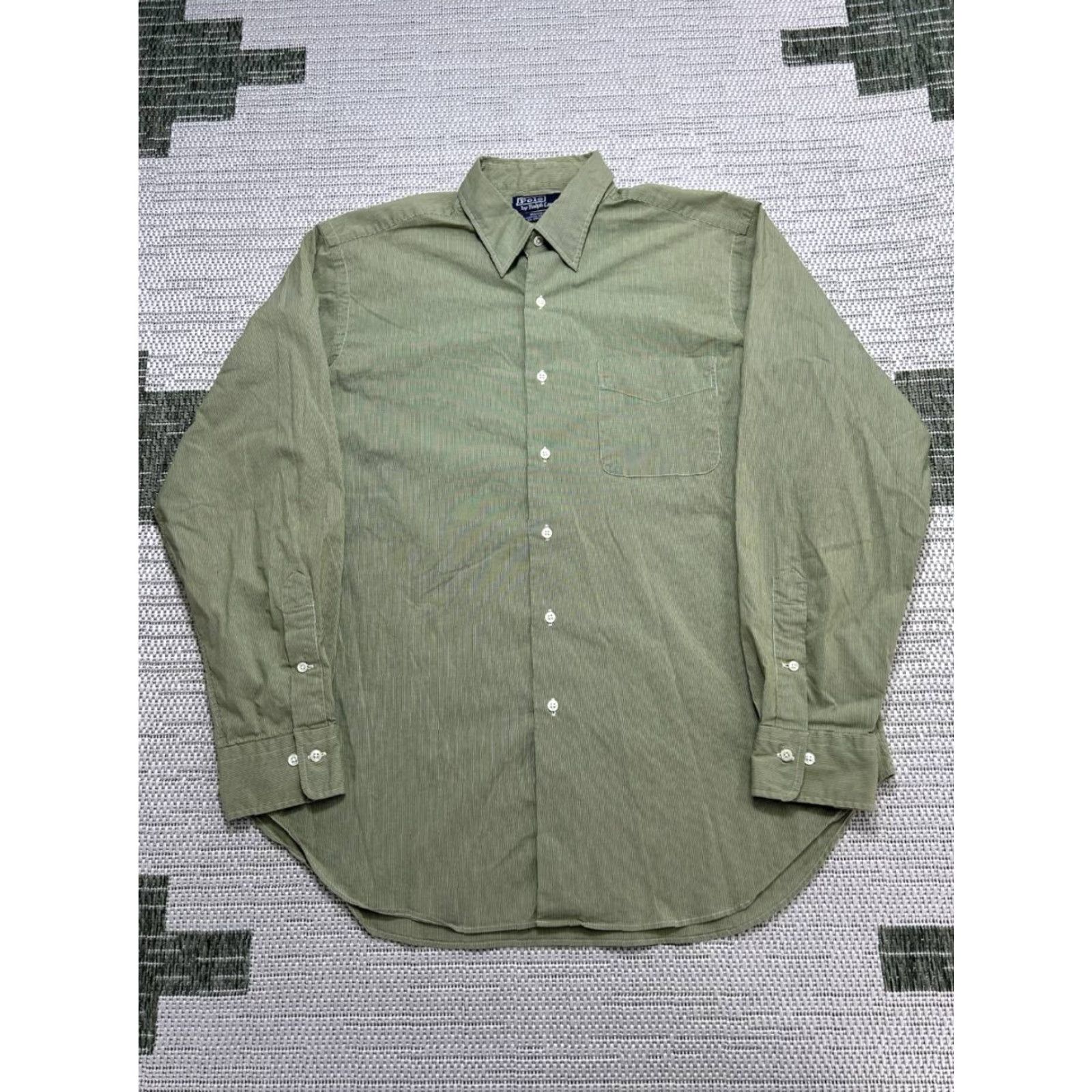 Polo Ralph Lauren Polo Ralph Lauren Dress Shirt Mens 16.5 Green Striped Cotton Business Shirt Regular Mens Long Sleeve 16.5 Green Striped Cotton Size 46R - 2 Thumbnail