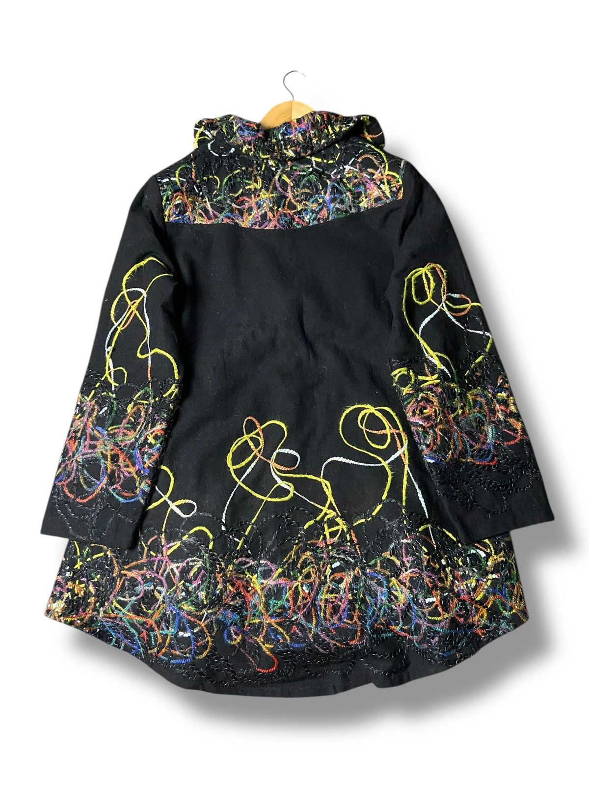 Japanese Brand Cin+derella Artsy Wool Coat with Abstract Design (168) Size S / US 4 / IT 40 - 3 Thumbnail