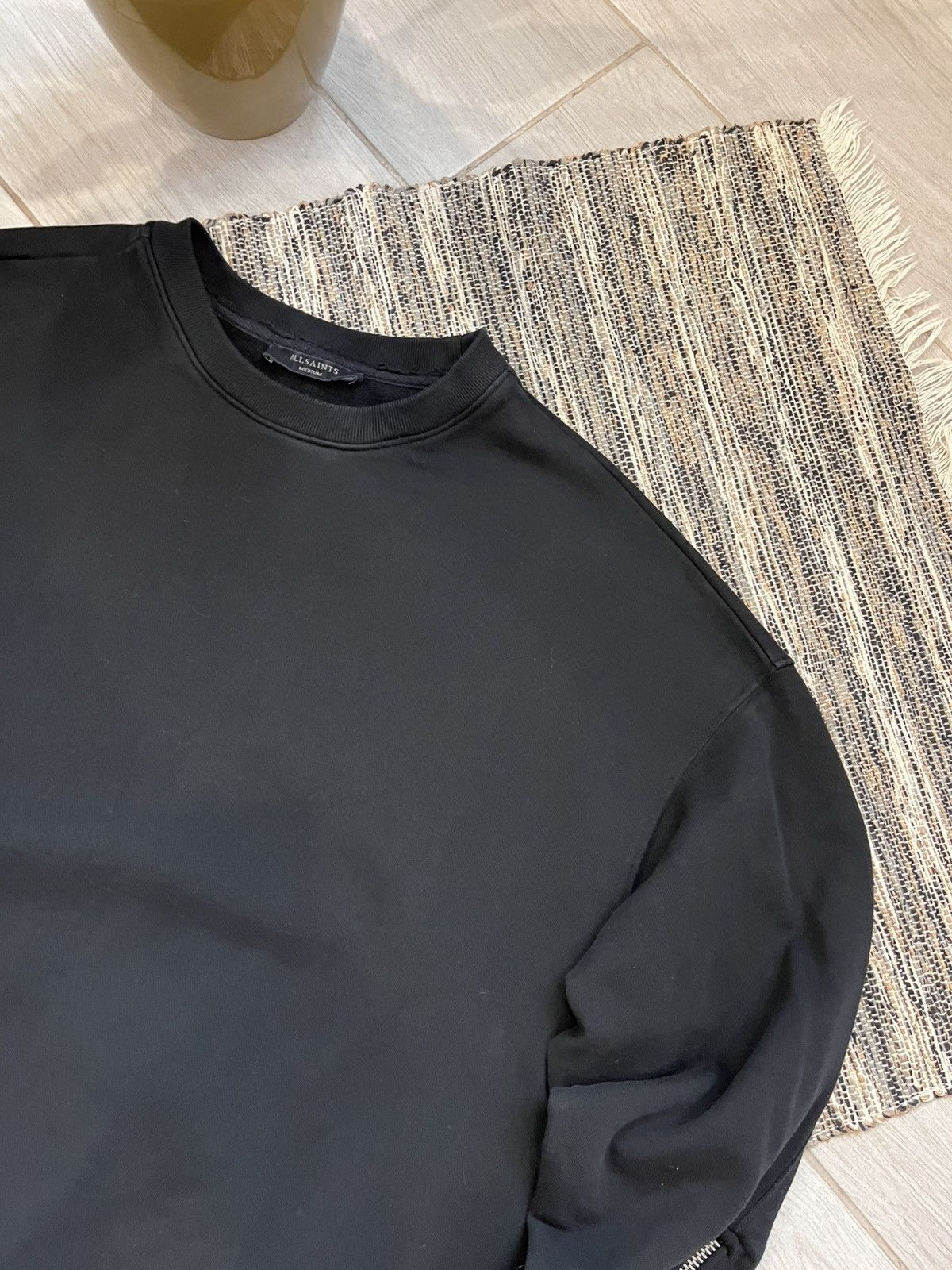 Allsaints × Designer Allsaints Sweatshirt Blank Black Crew neck Zipper Sleeve Size US M / EU 48-50 / 2 - 8 Thumbnail