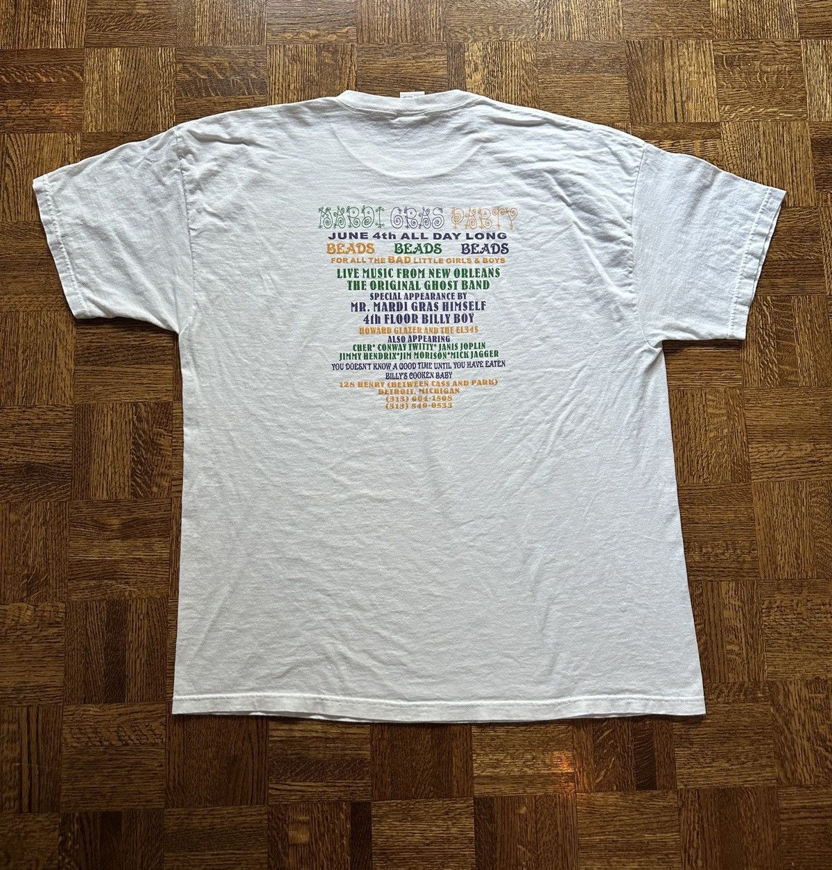 Vintage Vintage Y2K Mardi Gras Party Detroit Graphic Tee Size US XXL / EU 58 / 5 - 3 Thumbnail