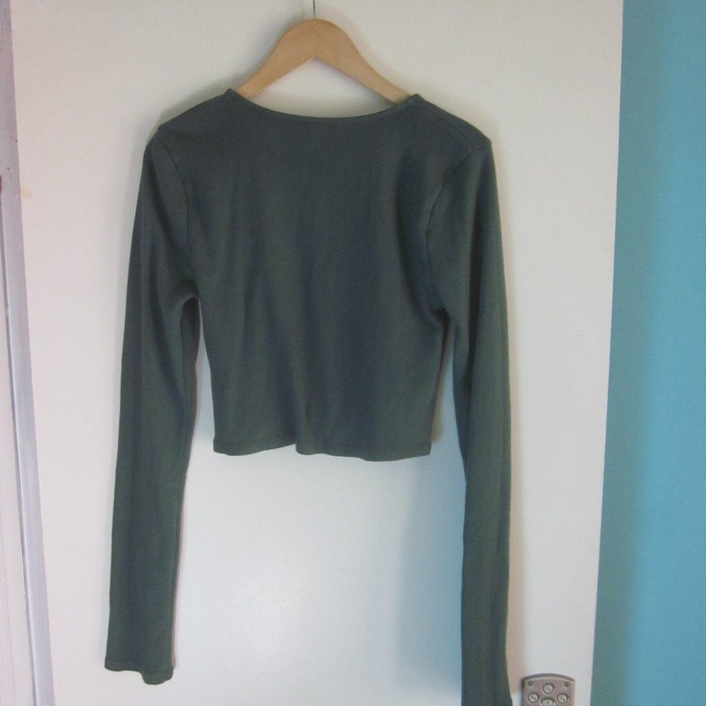 Free People Free People Green Cropped Tee Long Sleeve Womens Cotton Top Size XL Size XL / US 12-14 / IT 48-50 - 11 Thumbnail