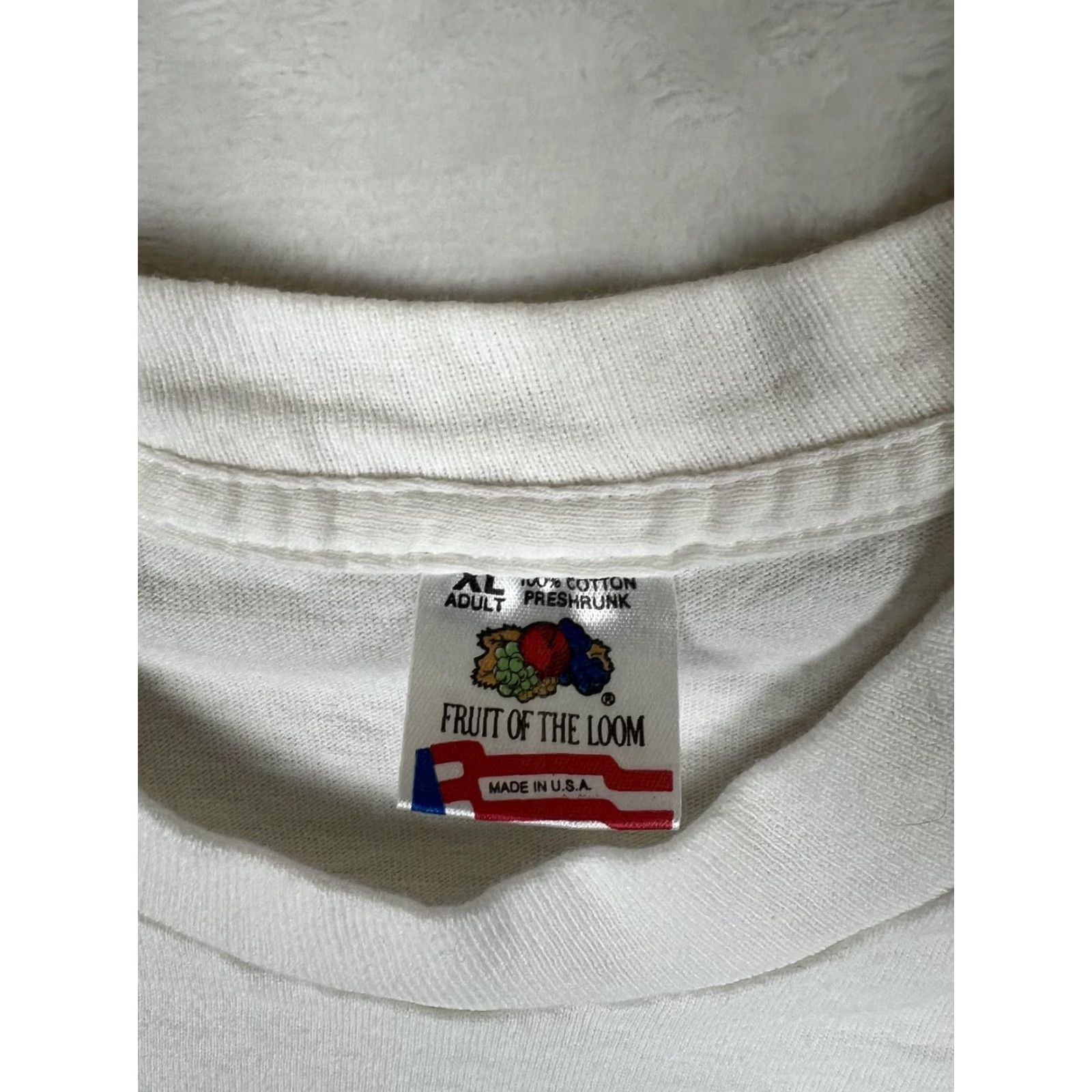 Fruit Of The Loom VINTAGE Fruit of the Loom T-Shirt Denmark USA 90s Travel Global Caps Crew Neck Short Sleeve XL White Mens Graphic Print Caribbean? Size US XL / EU 56 / 4 - 3 Thumbnail