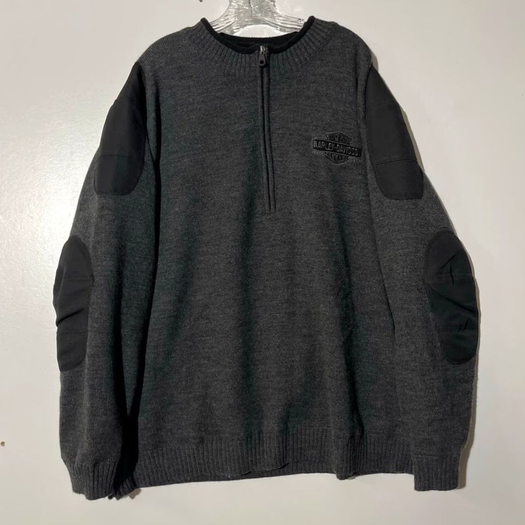 Harley Davidson VINTAGE Harley-Davidson Gray 1/4 Zip Pullover Patches Sweater Men's 3XL Gry Size US XXL / EU 58 / 5 - 2 Thumbnail