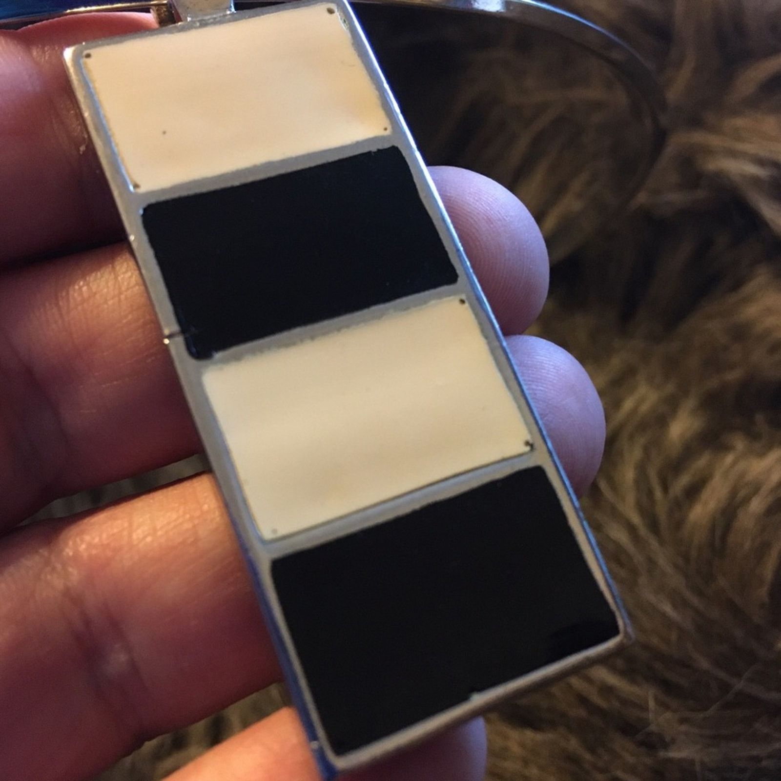 Jewelry Black and cream enamel pendant on silver choker Size ONE SIZE - 6 Thumbnail