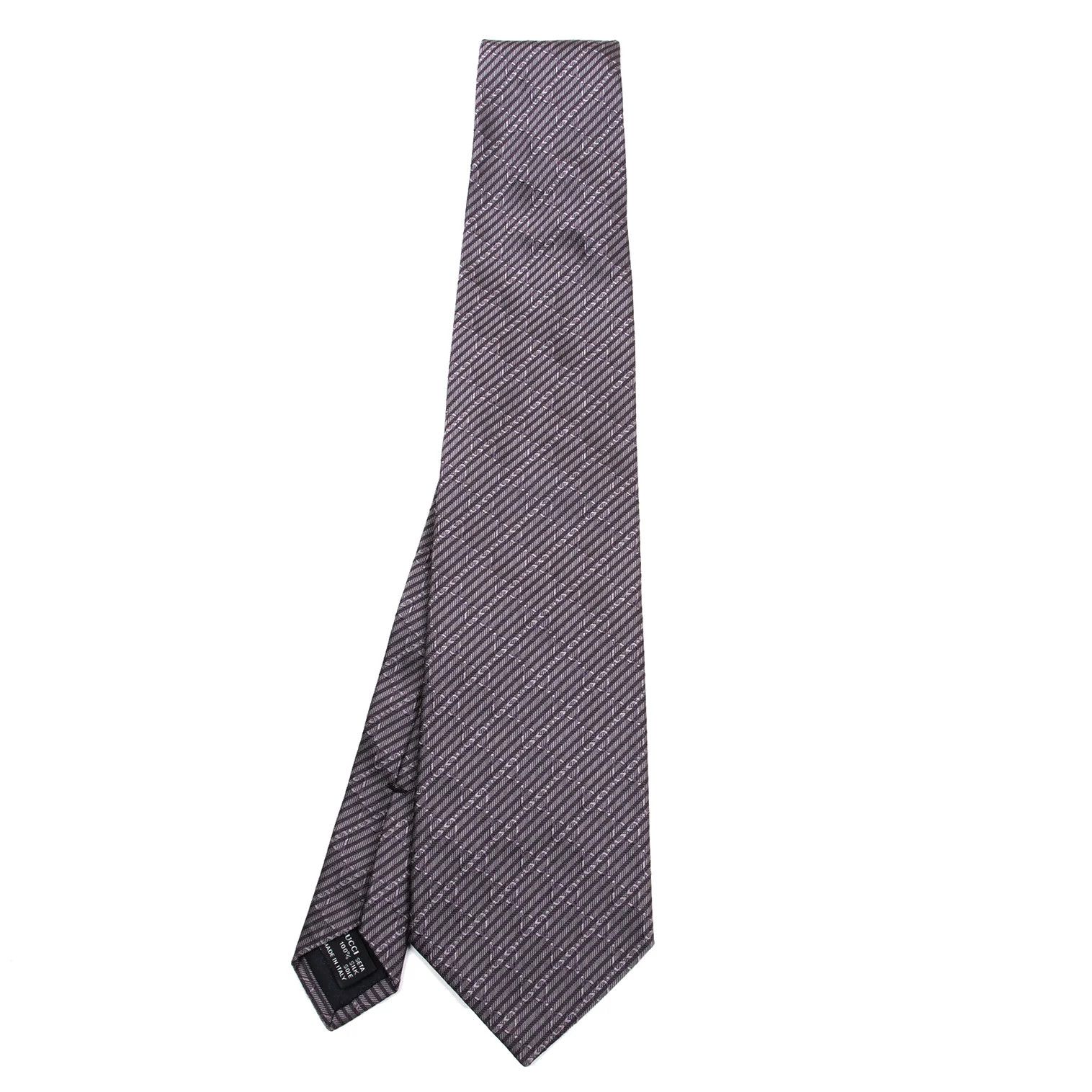 Gucci GG Stripe Jacquard Silk Tie in Gray and Purple Size ONE SIZE - 1 Thumbnail