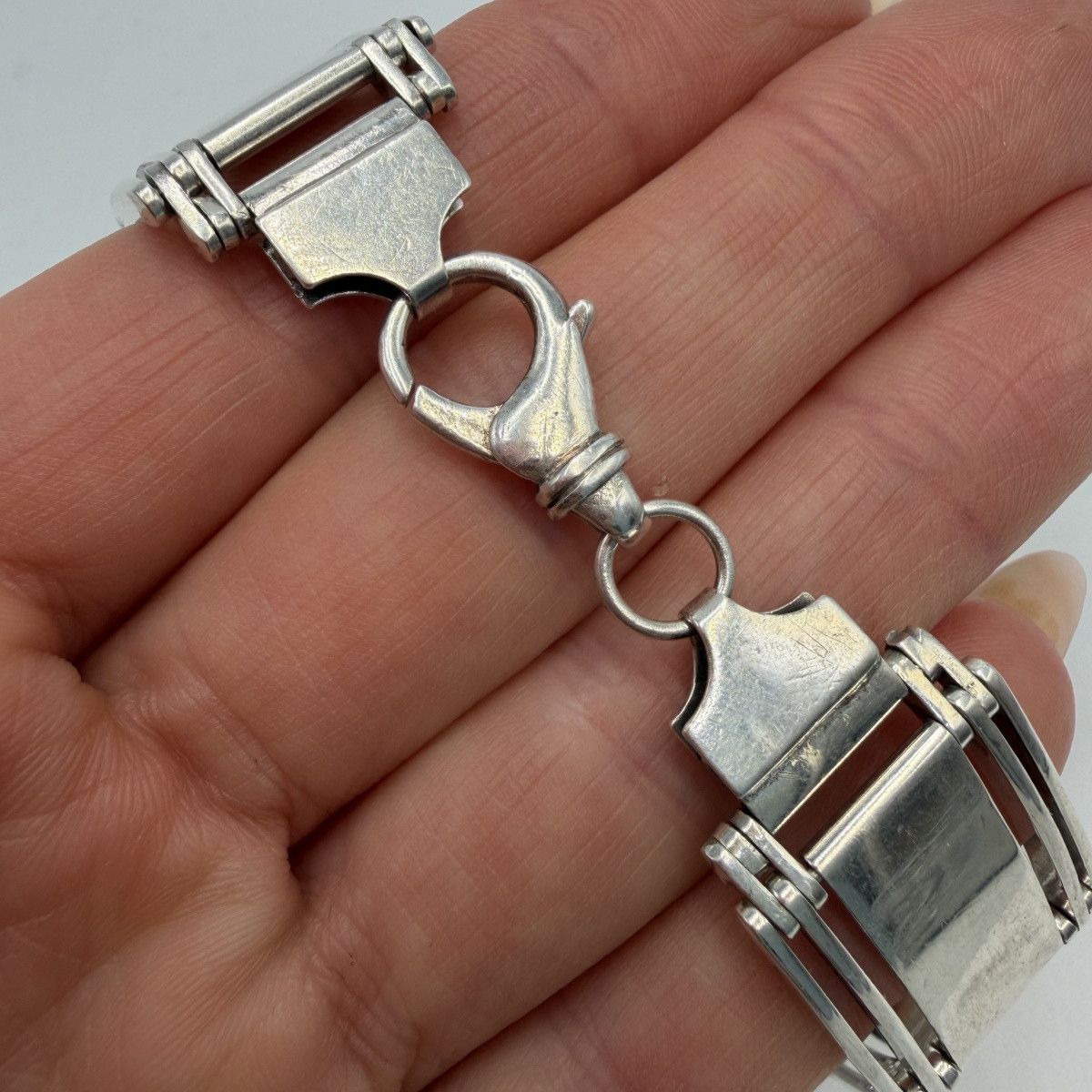 Sterling Silver Vintage 925 Sterling Silver Gate Link Men's Bracelet 37.7g Size ONE SIZE - 7 Thumbnail