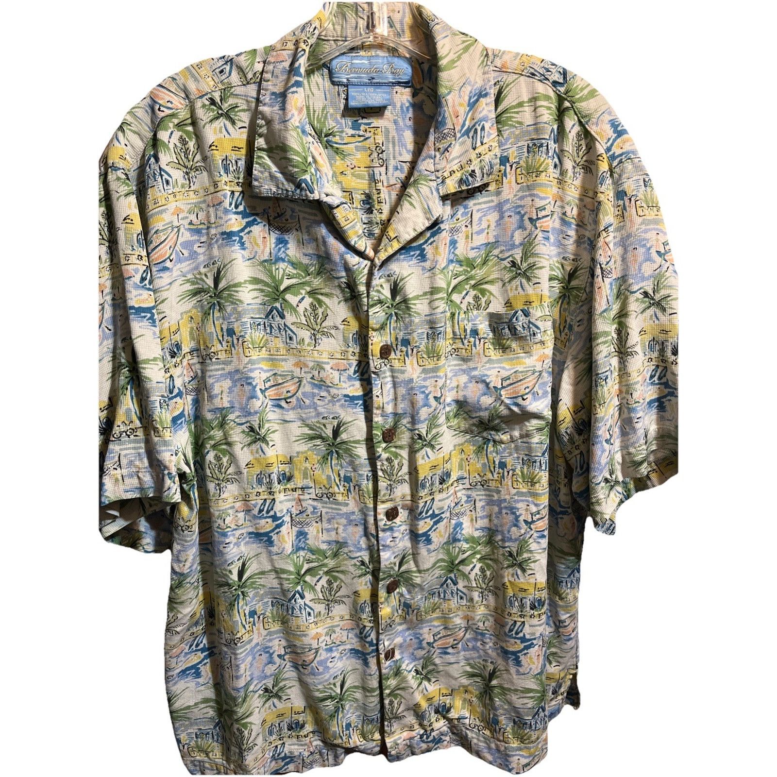 Other Bermuda Bay 100% Silk Hawaiian Shirt Men's Large Blue Fish Size US L / EU 52-54 / 3 - 1 Thumbnail