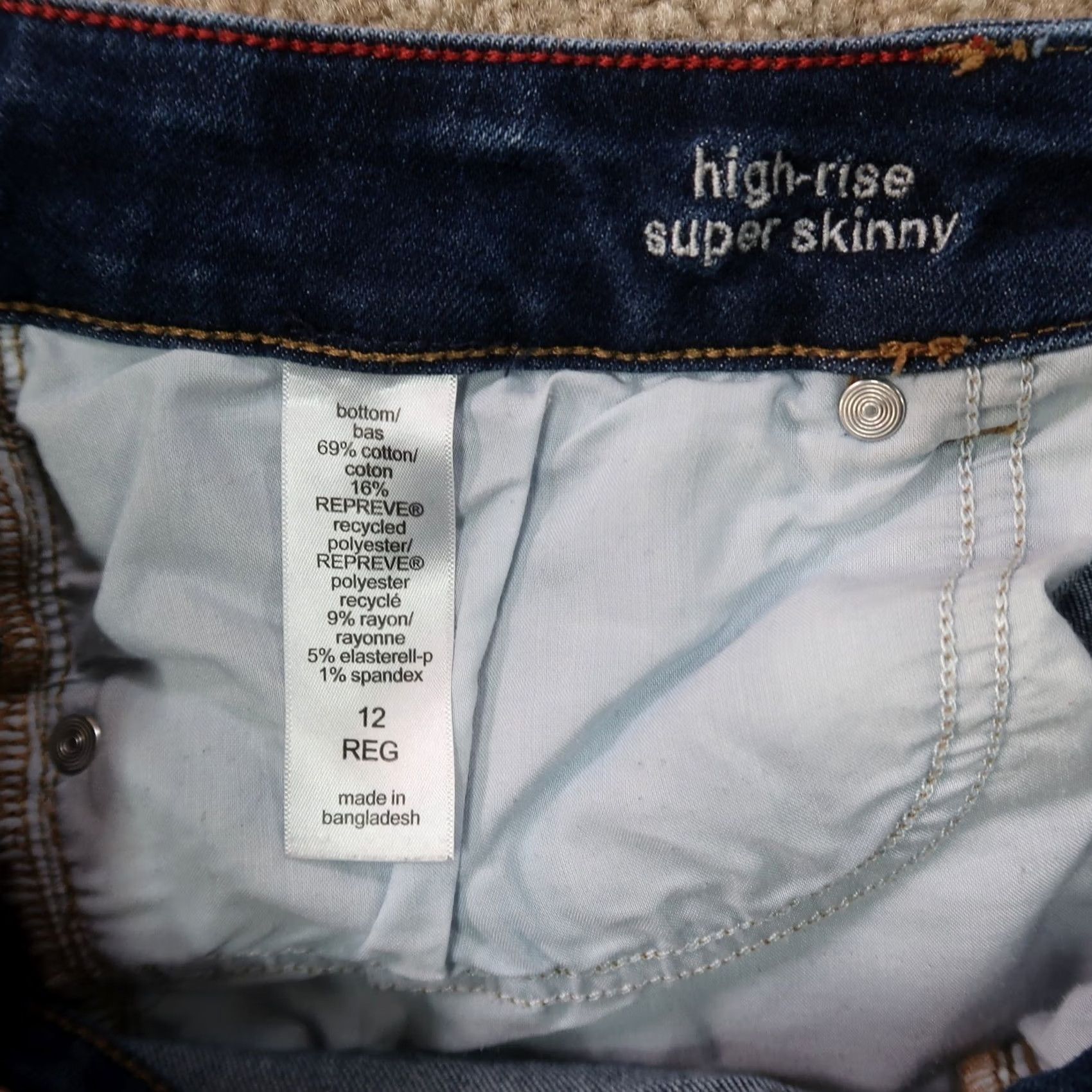 Vintage Edgely High Rise Skinny Jeans Blue Denim Women's 12 Stretch 5-Pocket Denim Inseam 29in Regular Rise High Rise Size 34" / US 12 / IT 48 - 4 Thumbnail