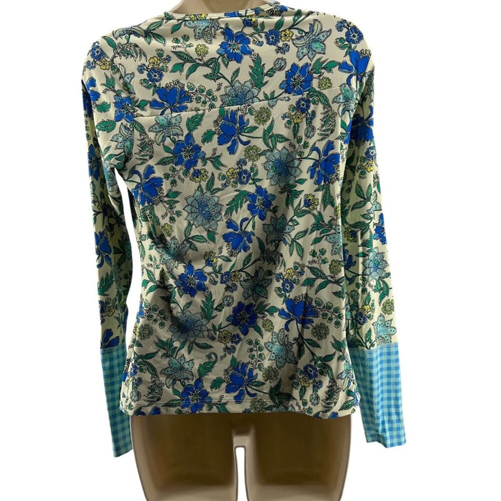 Lands' End Lands' End Print UPF 50 Rash Guard Lotus Floral Gingham XS Size XS / US 0-2 / IT 36-38 - 6 Thumbnail