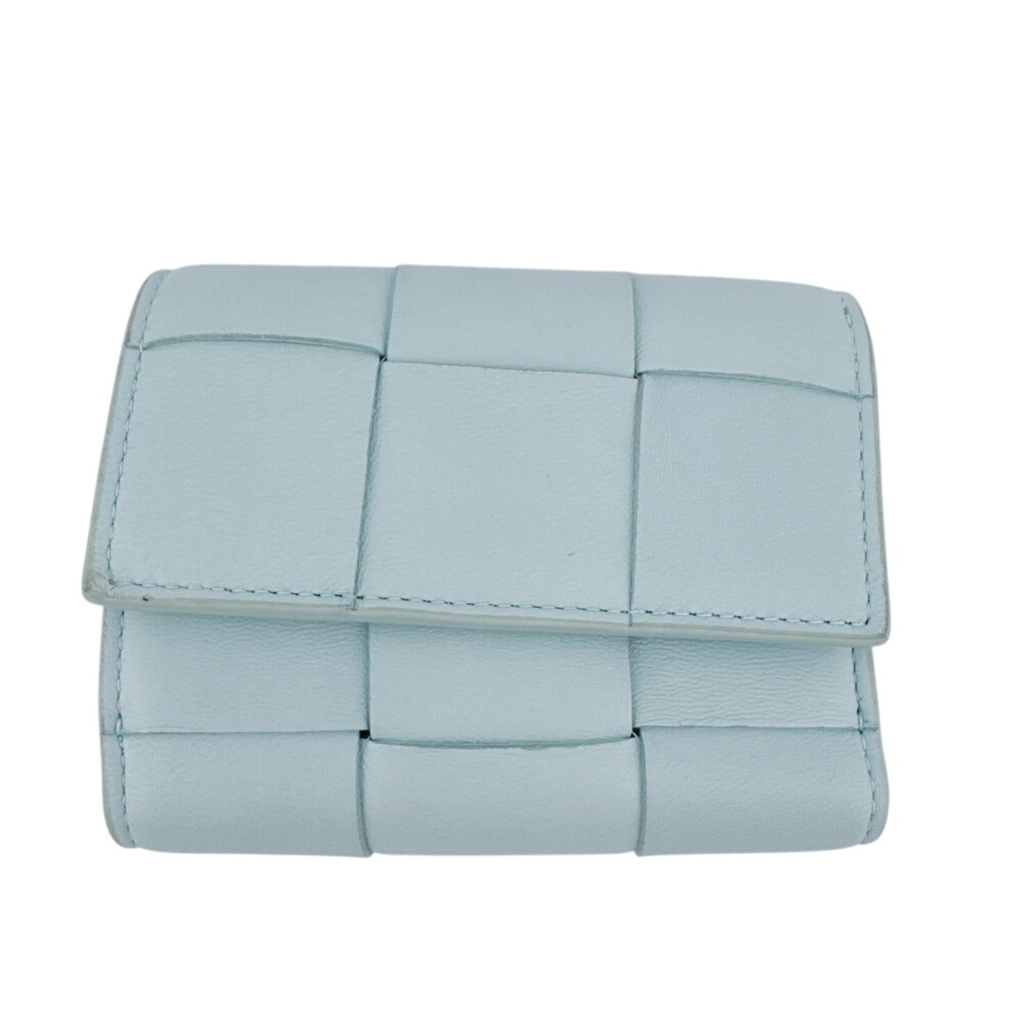 Bottega Veneta BOTTEGA VENETA Cassette Compact Wallet Maxi Intrecciato Tri-fold in Blue Size ONE SIZE - 1 Thumbnail