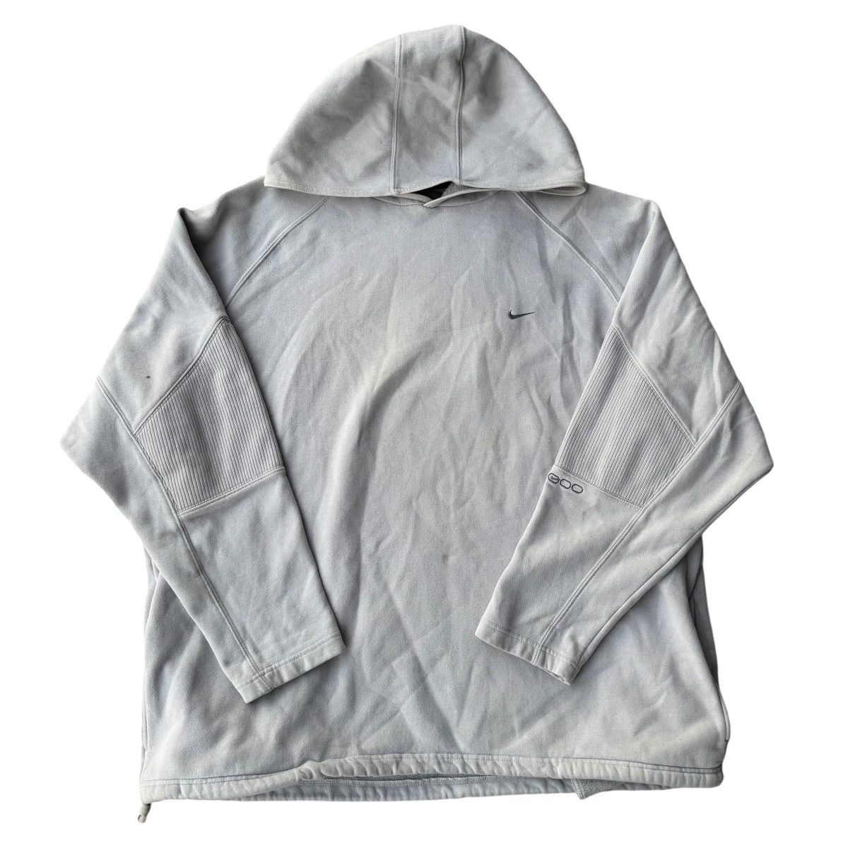 Nike × Vintage Early 2000s Nike Oversized Cream Spellout Hoodie Vintage Y2K Size US XXL / EU 58 / 5 - 15 Thumbnail