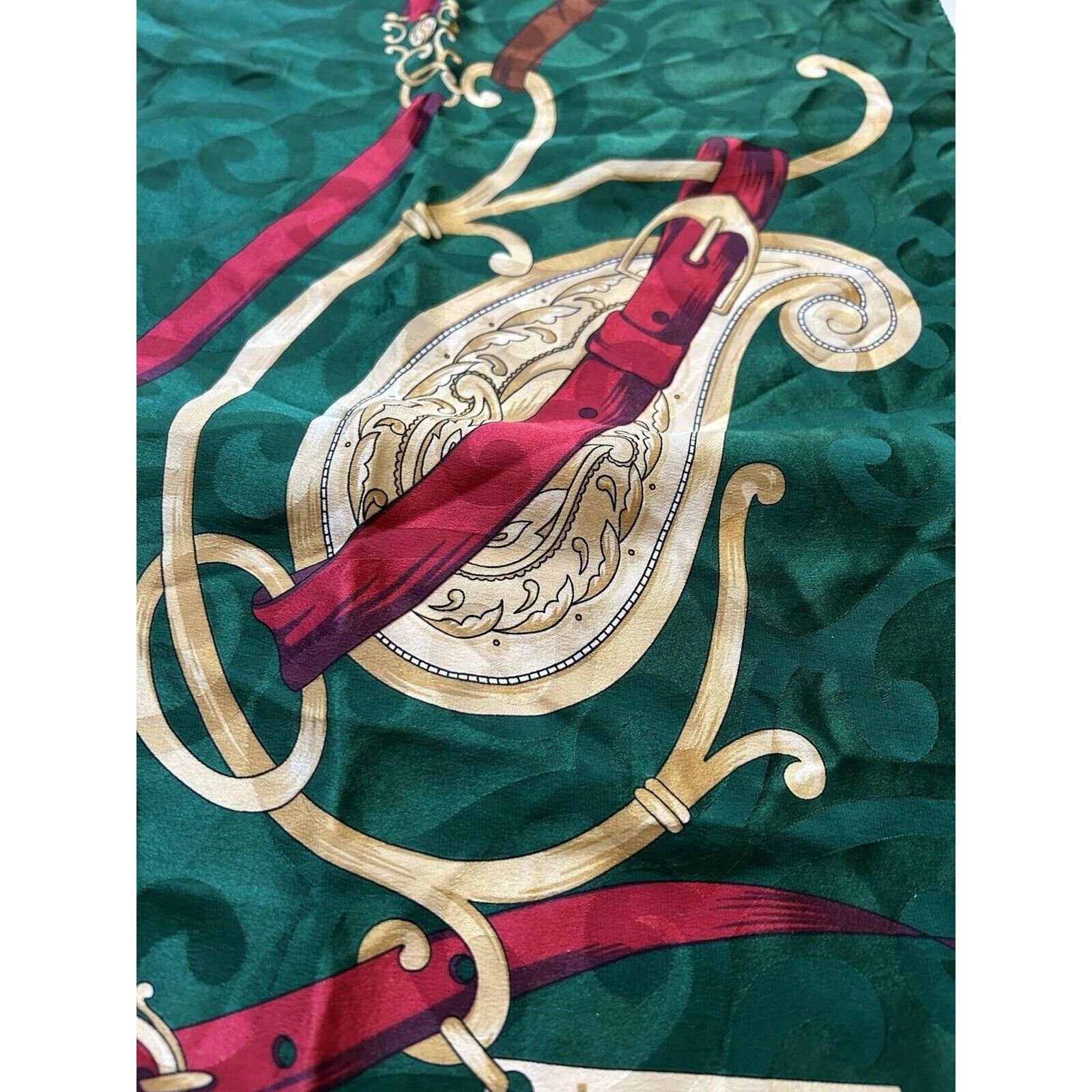 Laura Biagiotti LAURA BIAGIOTTI Green Equestrian Silk Scarf H.Made In Italy Size ONE SIZE - 5 Thumbnail
