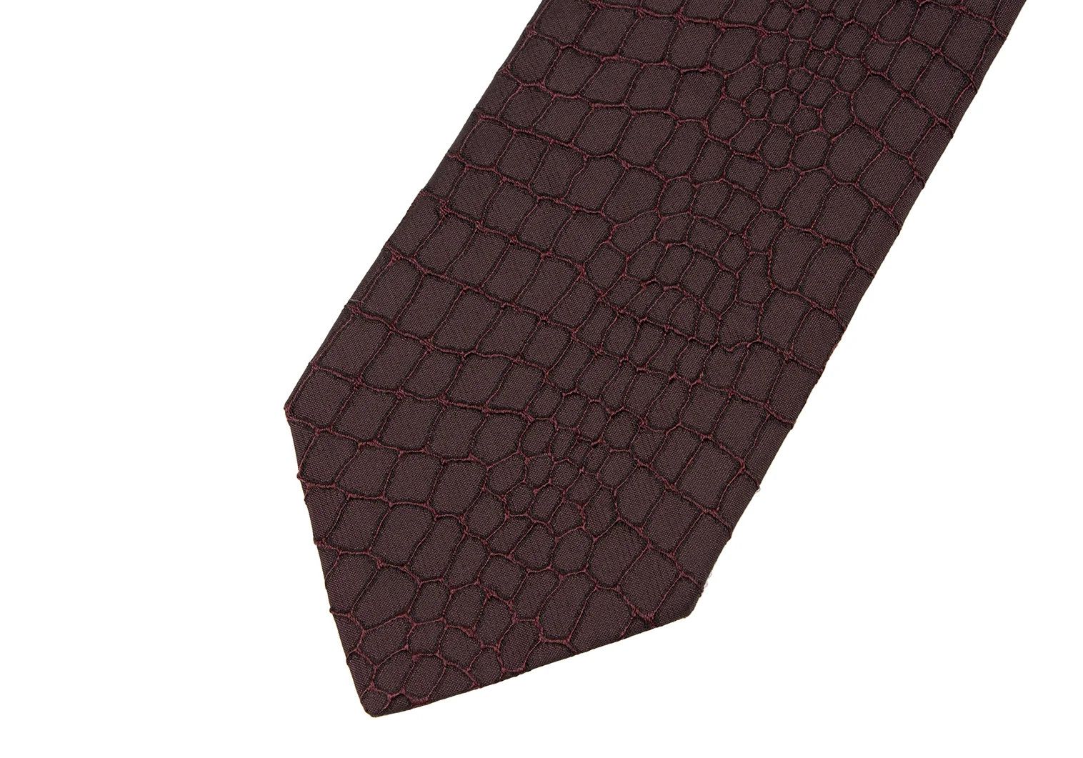 Jean Paul Gaultier Crocodile Pattern Woven Tie in Burdy Size ONE SIZE - 4 Thumbnail