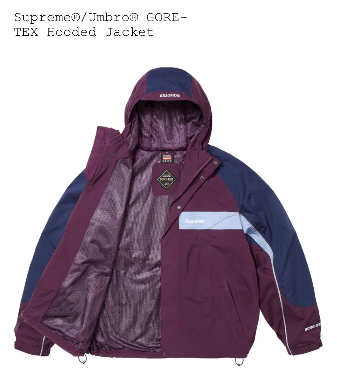 Supreme x Umbro GORE-TEX Hooded Jacket Purple Medium