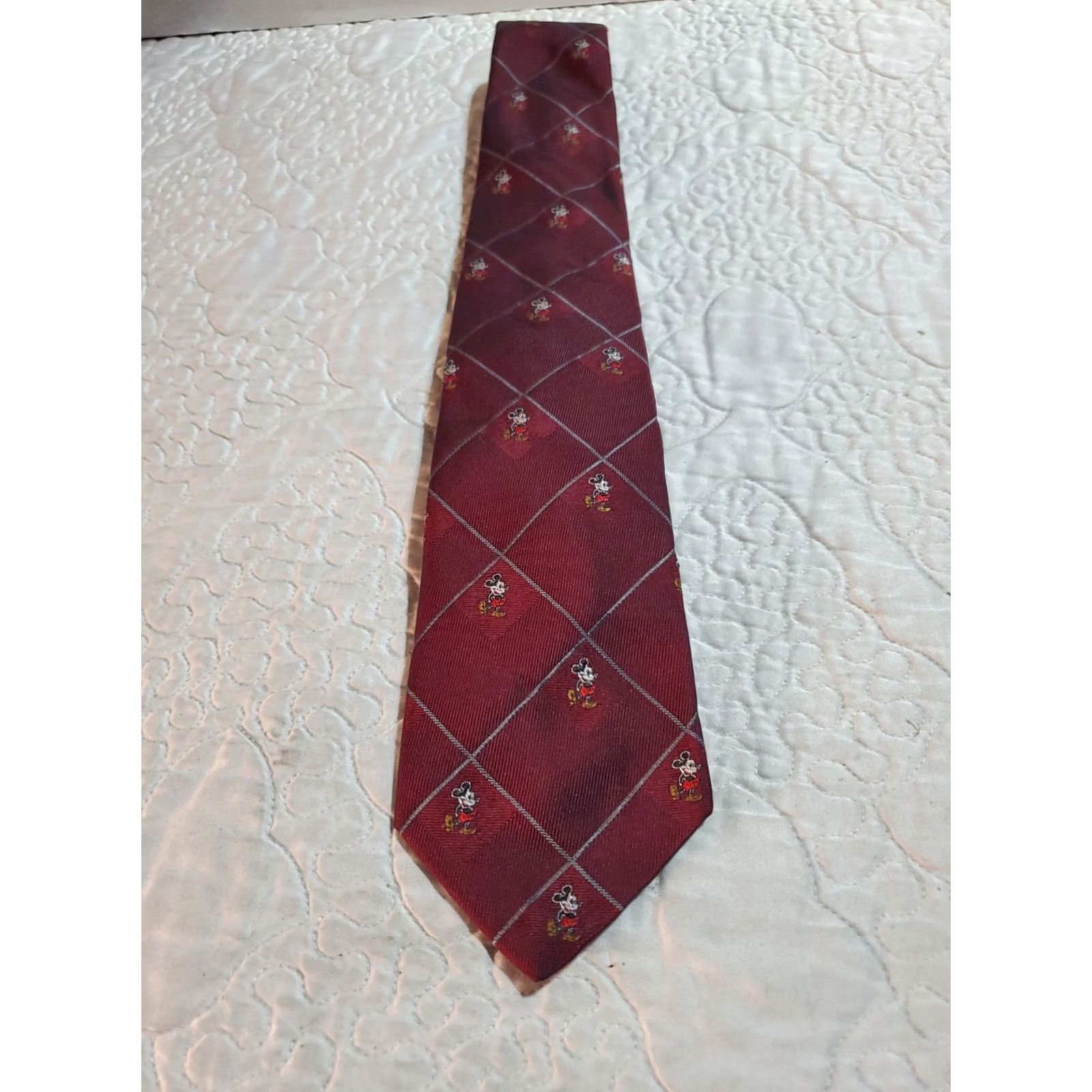 Vintage Mickey Mouse Tie J.G.Hook Skinny Burgundy Men Neck Tie Disney 60% Silk 40% Polyester Short Size ONE SIZE - 7 Thumbnail