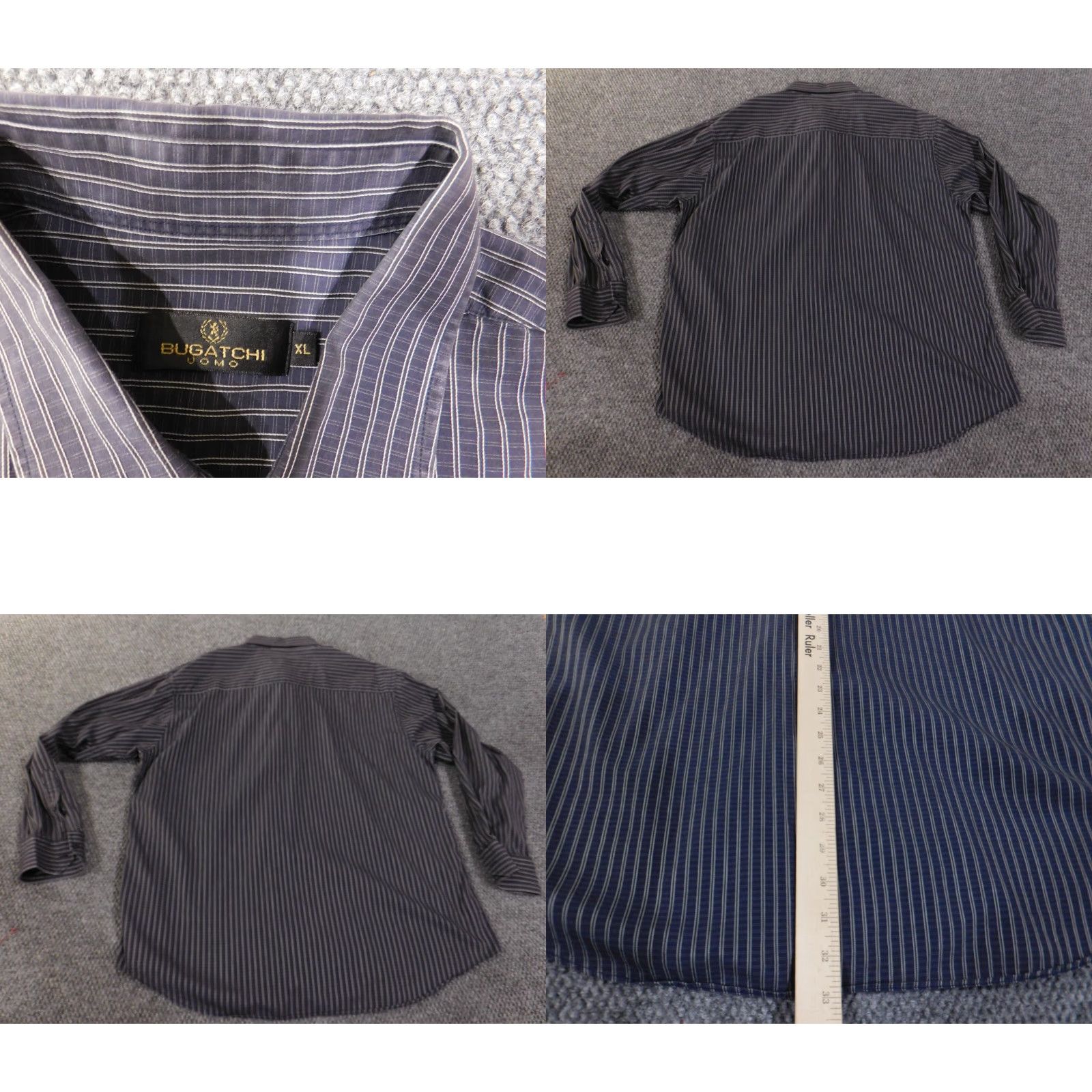 BUGATCHI Bugatchi Uomo Shirt XL blue striped classic fit mens button up retro Size US XL / EU 56 / 4 - 8 Thumbnail