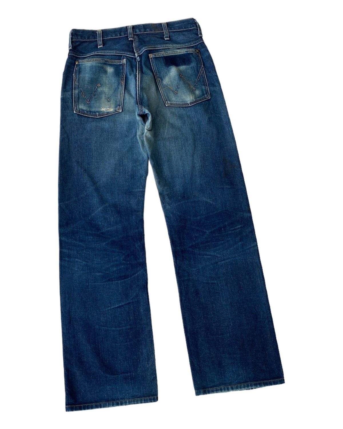 Wrangler WRANGLER BLUE BELL BOTTOM SANFORIZED DISTRESSED DENIM JEANS Size US 29 - 2 Thumbnail