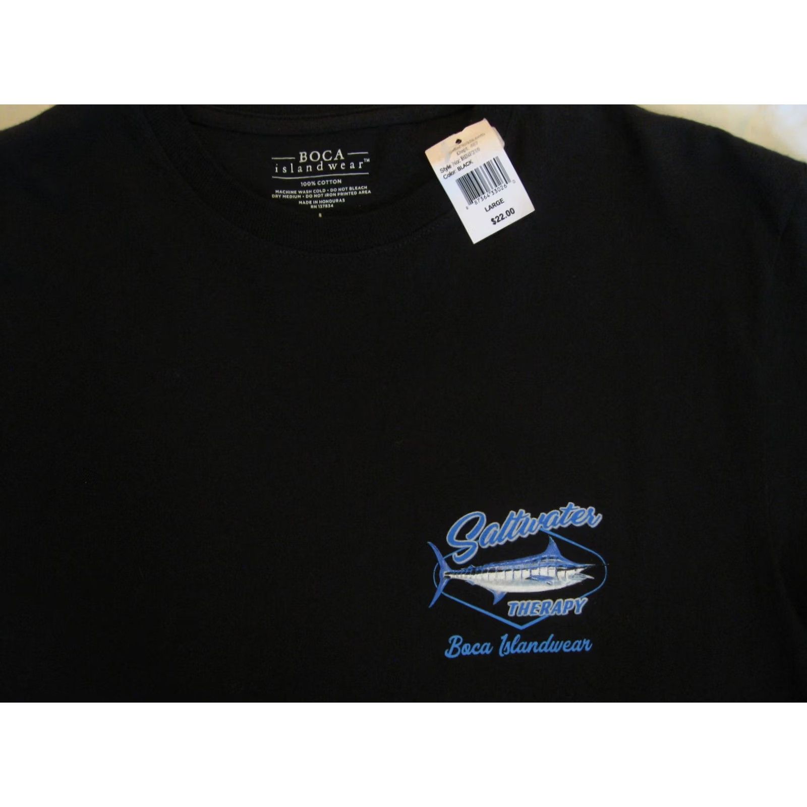 Vintage Boca Islandwear Shirt Mens Large Black New FLAWS Fishing Therapy Sailfish Florida Size US L / EU 52-54 / 3 - 3 Thumbnail