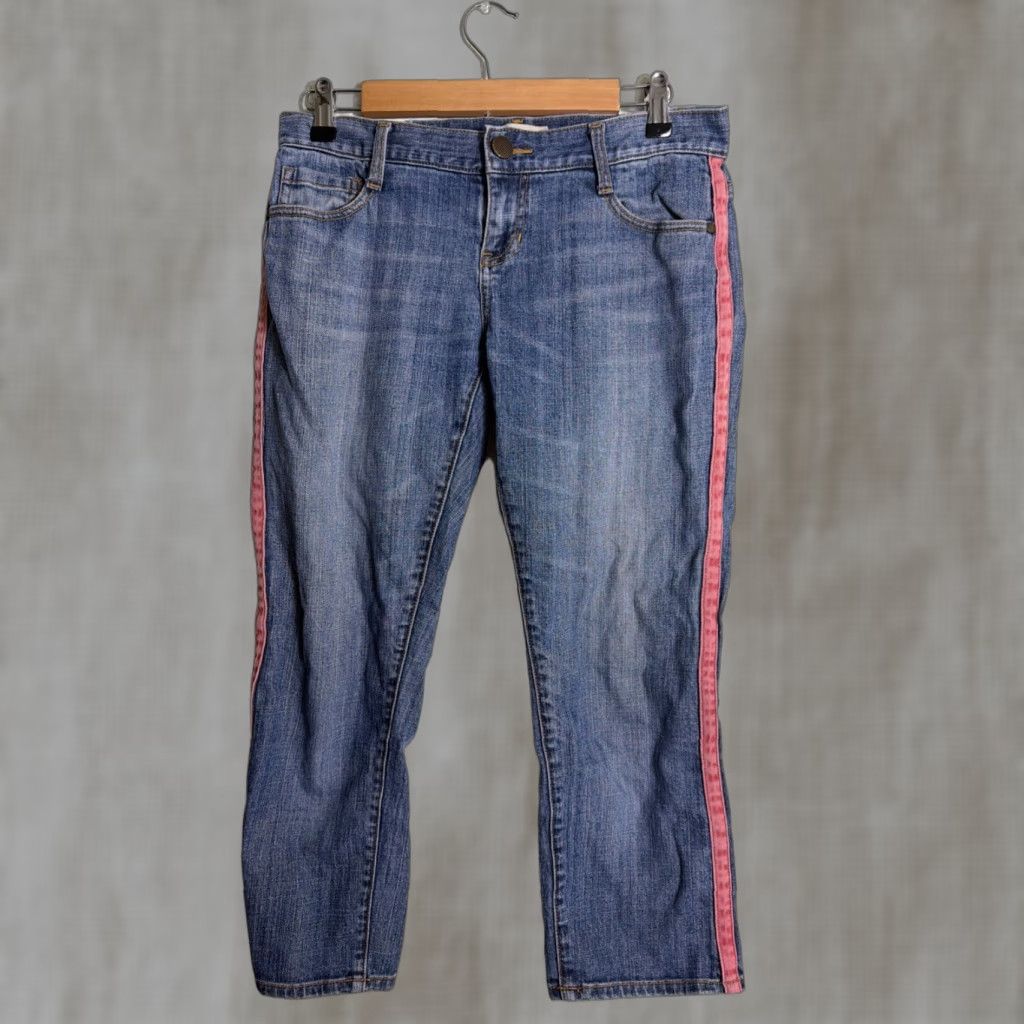 Vintage Cabi Jeans Capri Women 4 Medium Wash Pink Piping 28x30 (30X24) Size 28" / US 6 / IT 42 - 1 Thumbnail