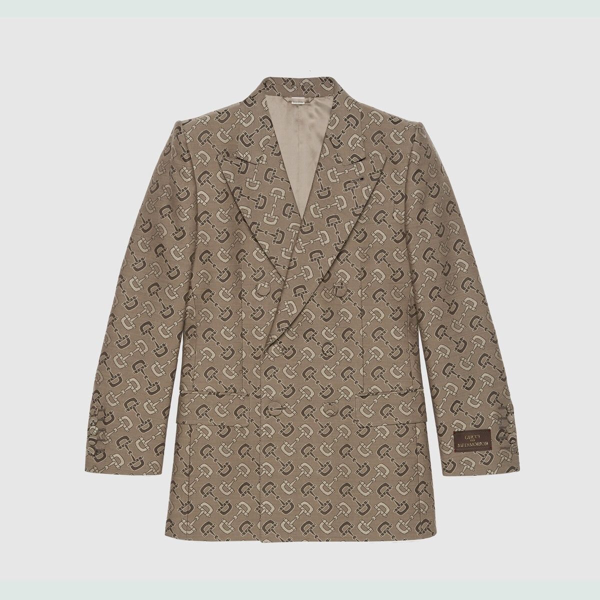 o1s1wg110125 Maxi Horsebit Cotton Jacket in Beige/Brown