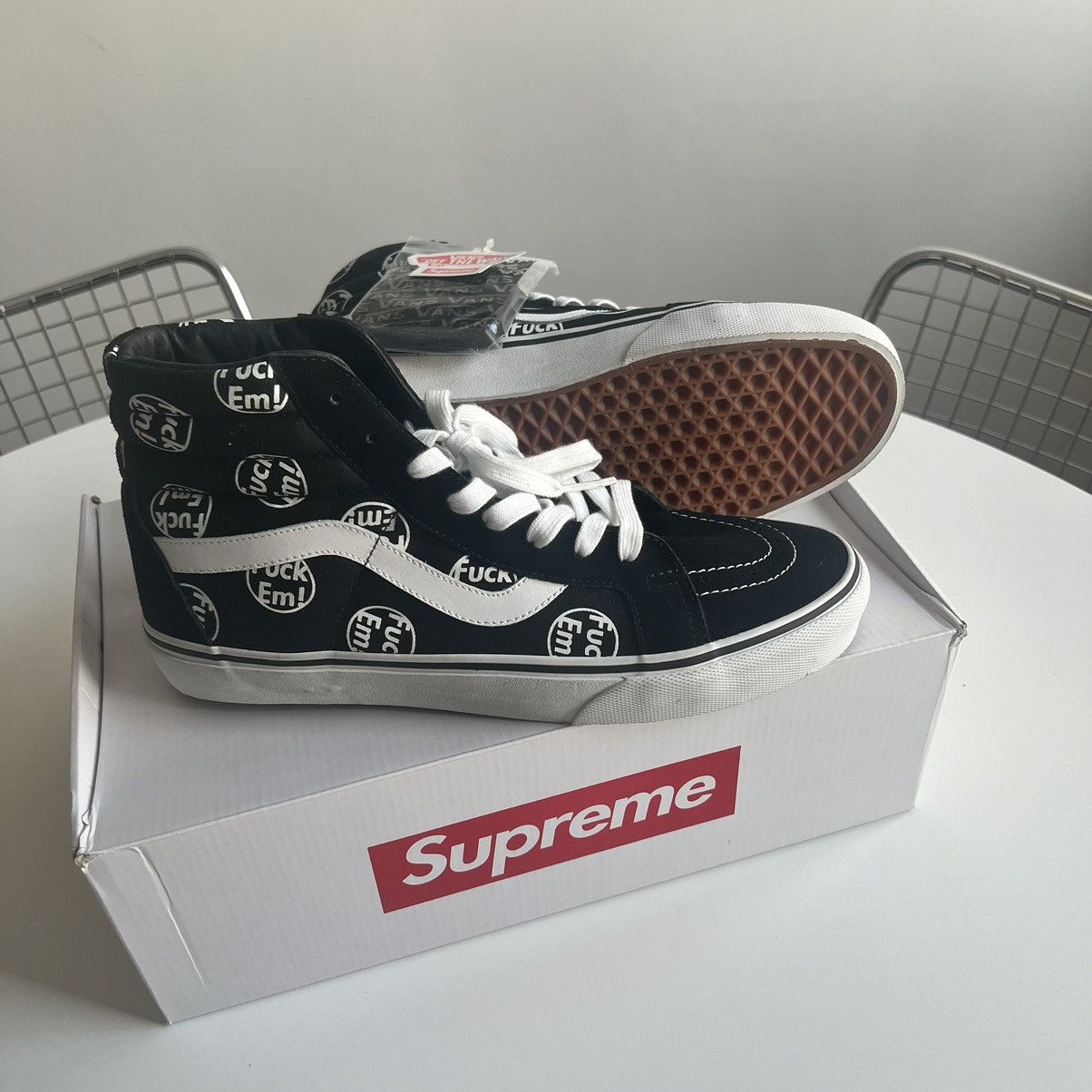 Supreme VANS Sk8-Hi ブラック/レッド Fuck Em Vans Supreme 